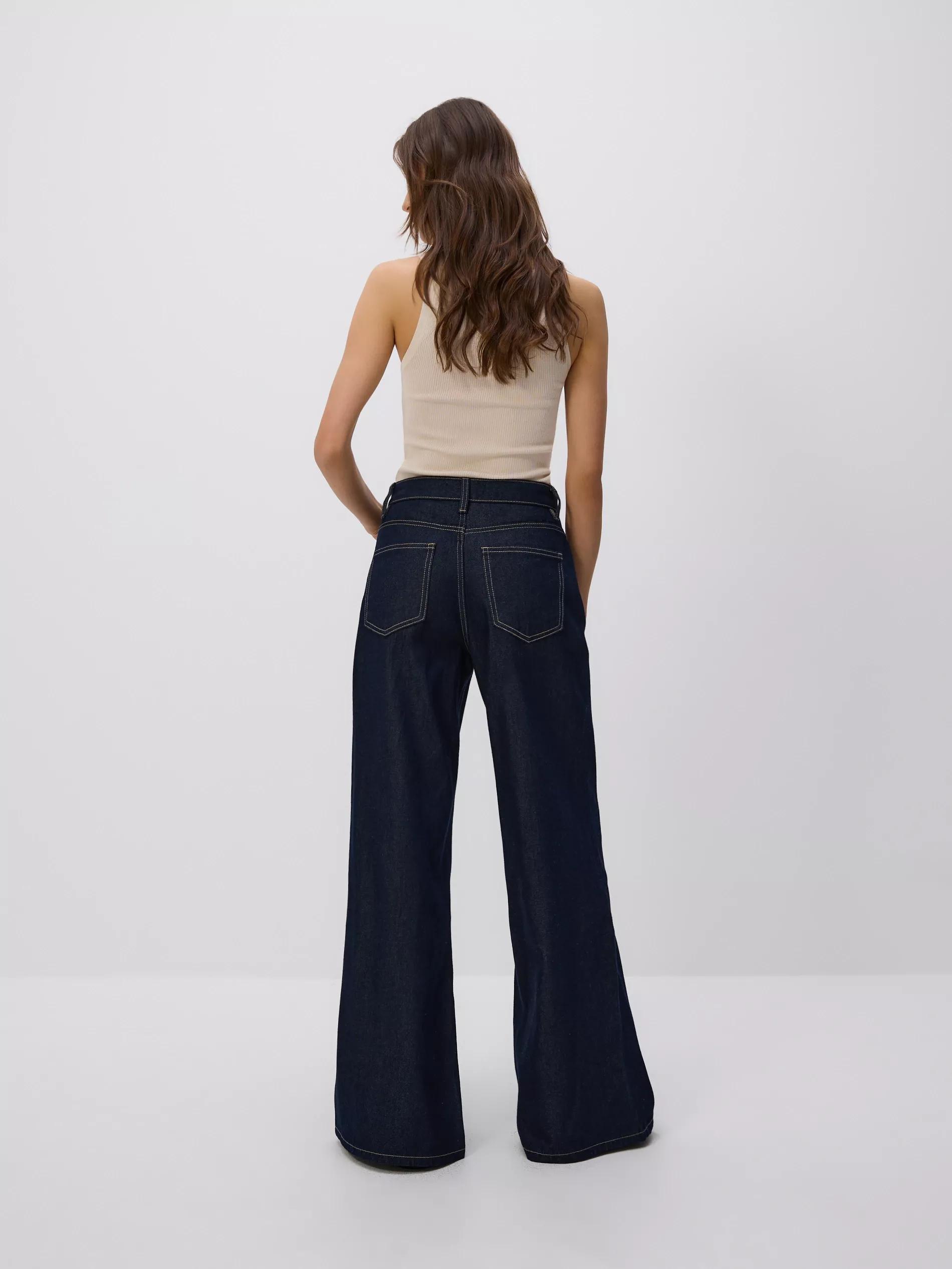 Navy Wide Leg Jeans, Navy, large image number 4