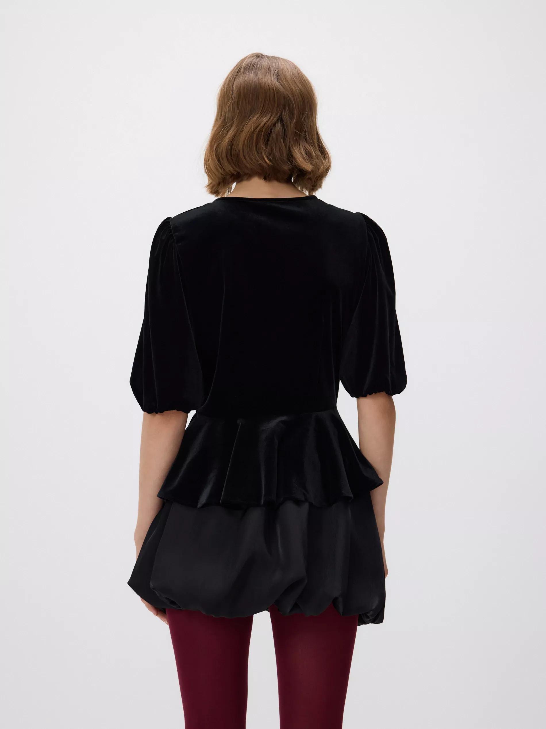 Black Velour Blouse, Black, large image number 3