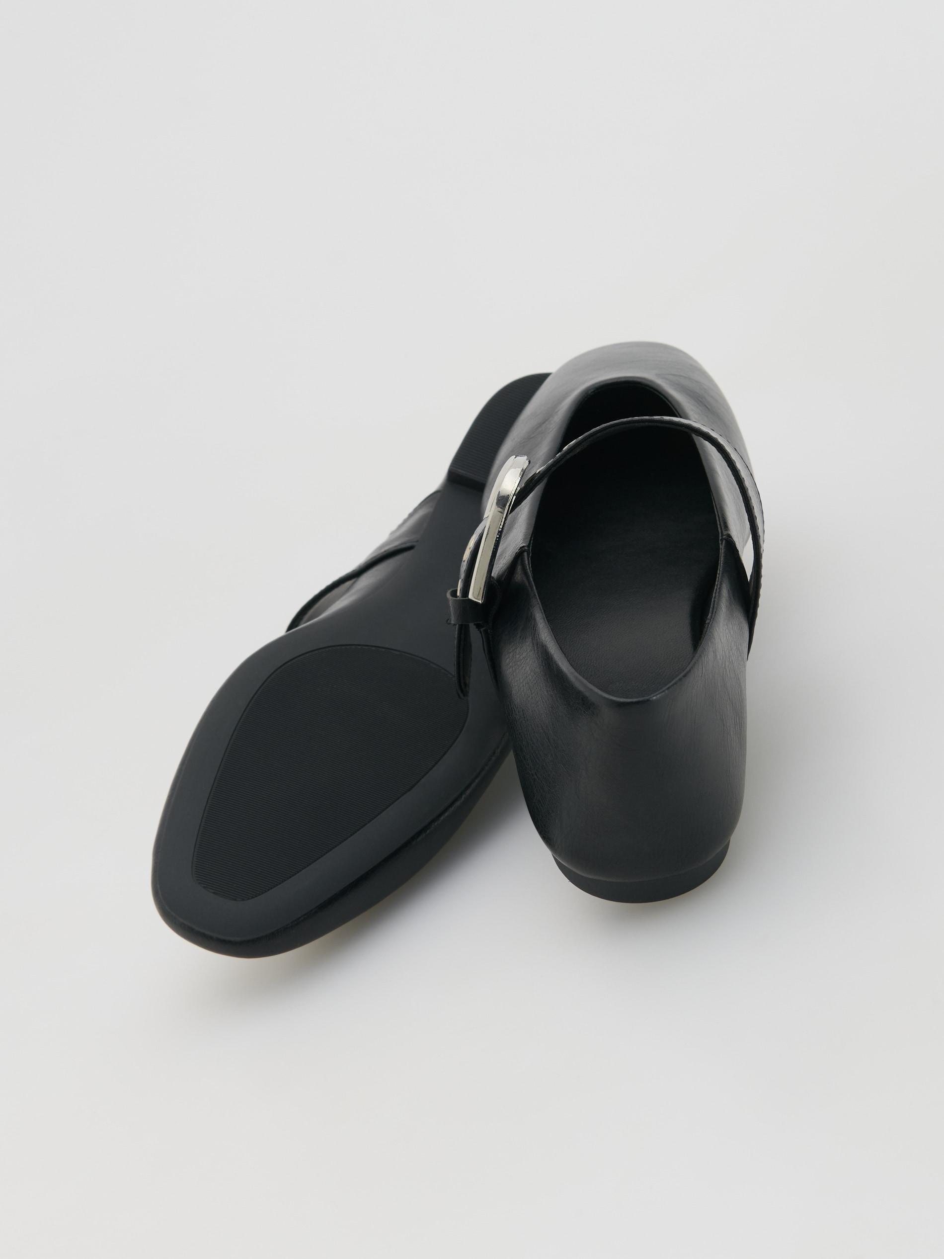 Black Sheepskin Ballet Flats, Black, large image number 4