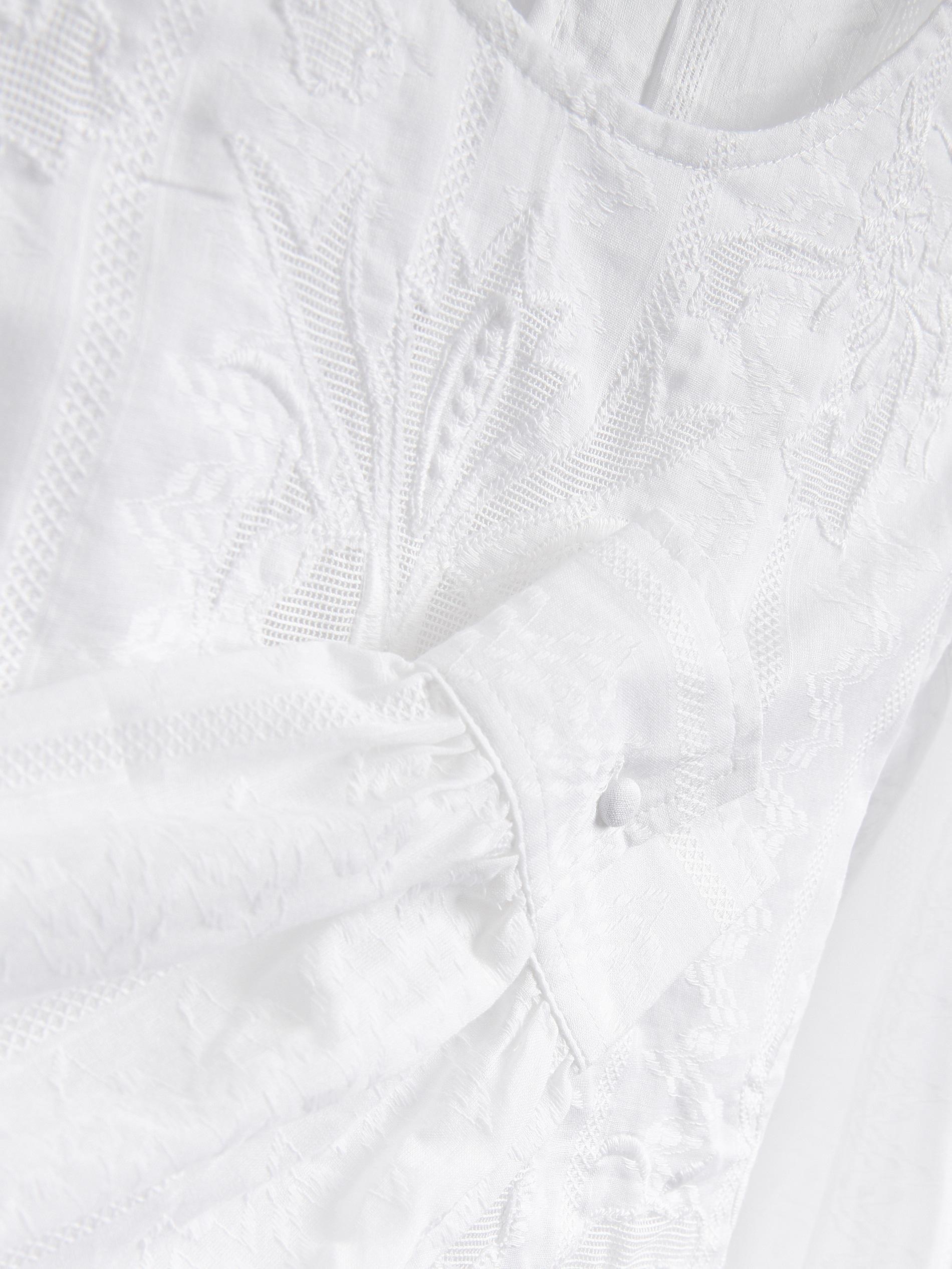 Cream Blouse With Embroidery Pattern, Ivory, large image number 5