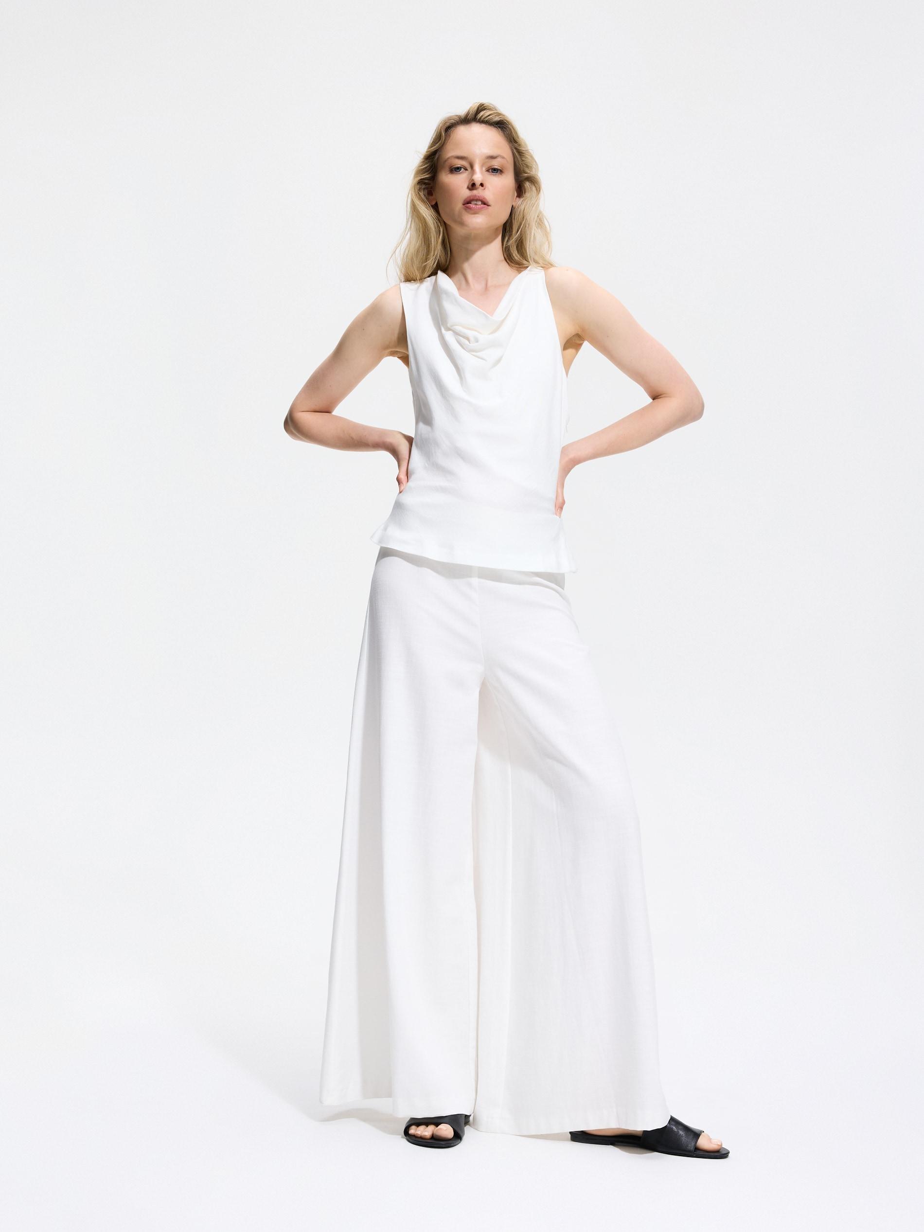 Cream Cotton Rich Top, Ivory, large image number 1