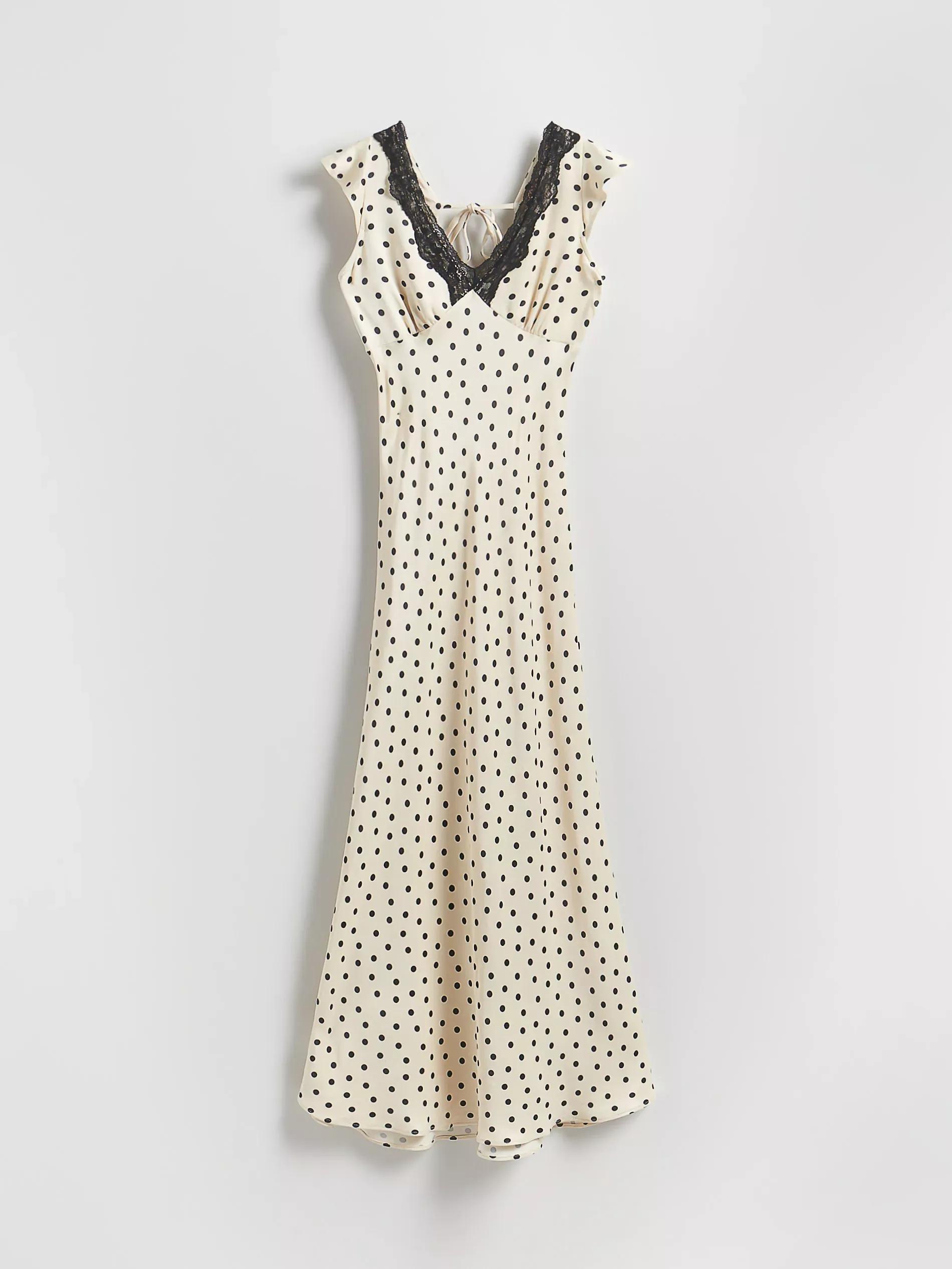Cream Viscose Dress, Ivory, large image number 3