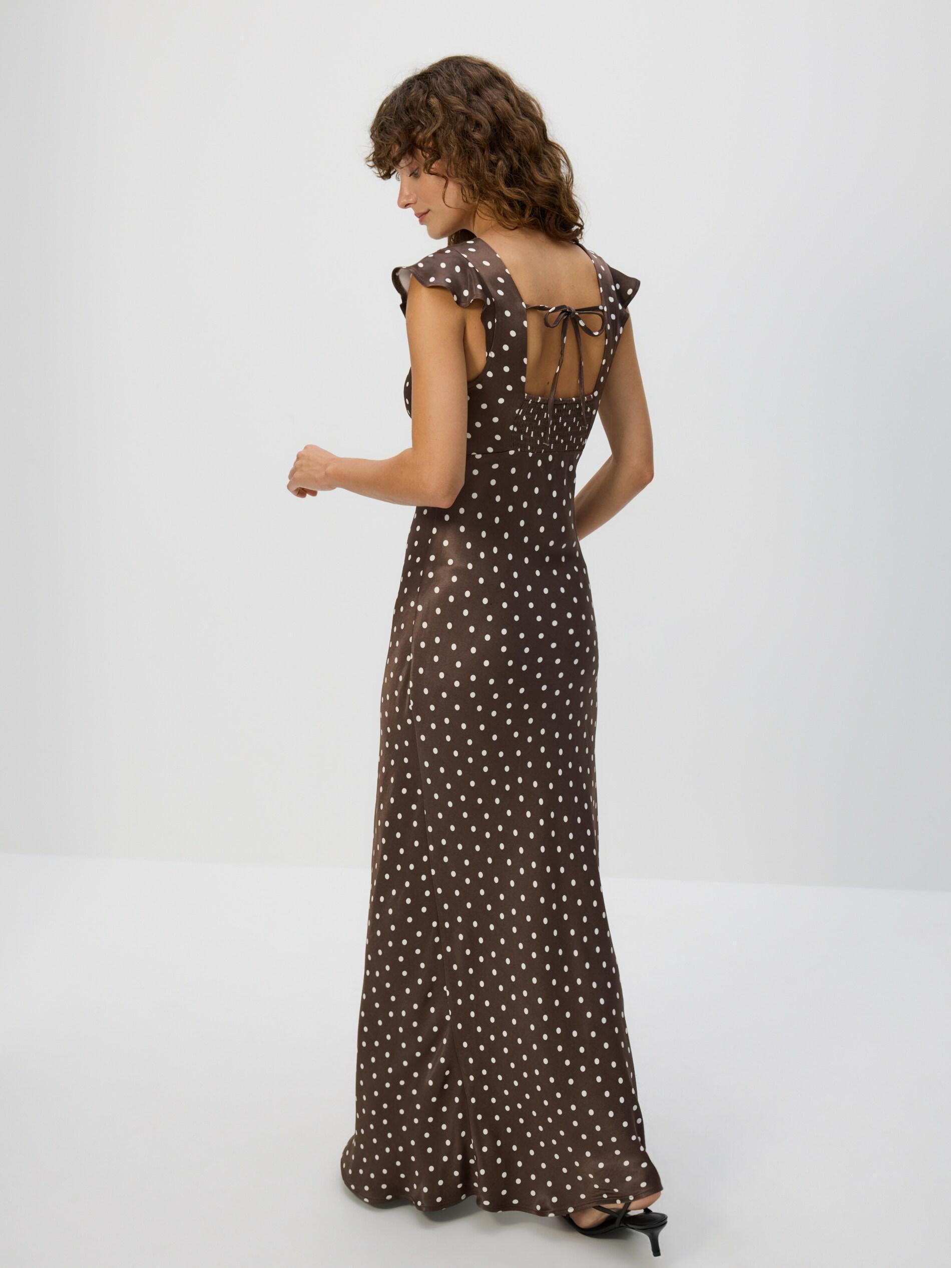 Brown Viscose Dress, Brown, large image number 3