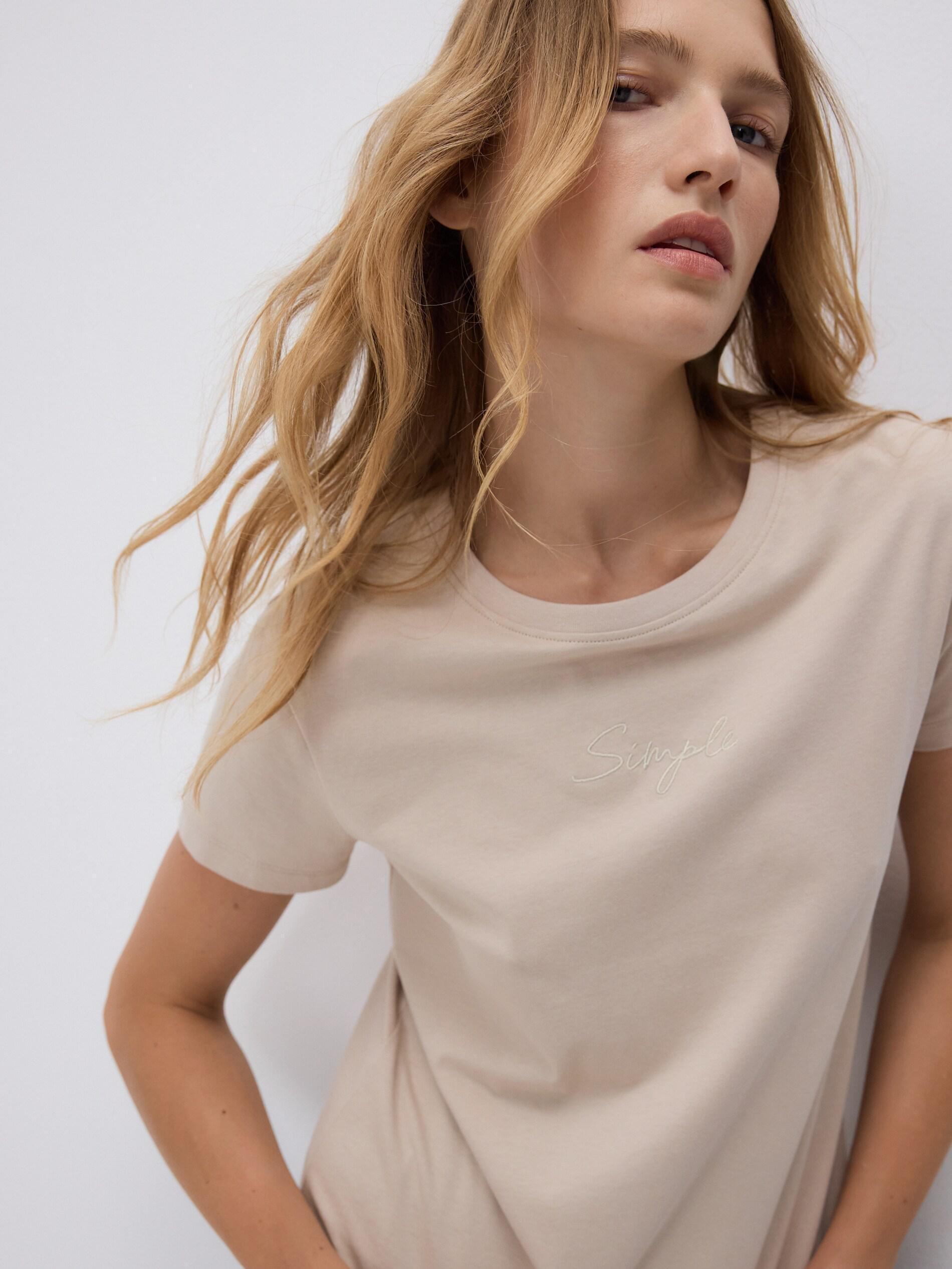 Beige T-Shirt With Fine Embroidery, Beige, large image number 2