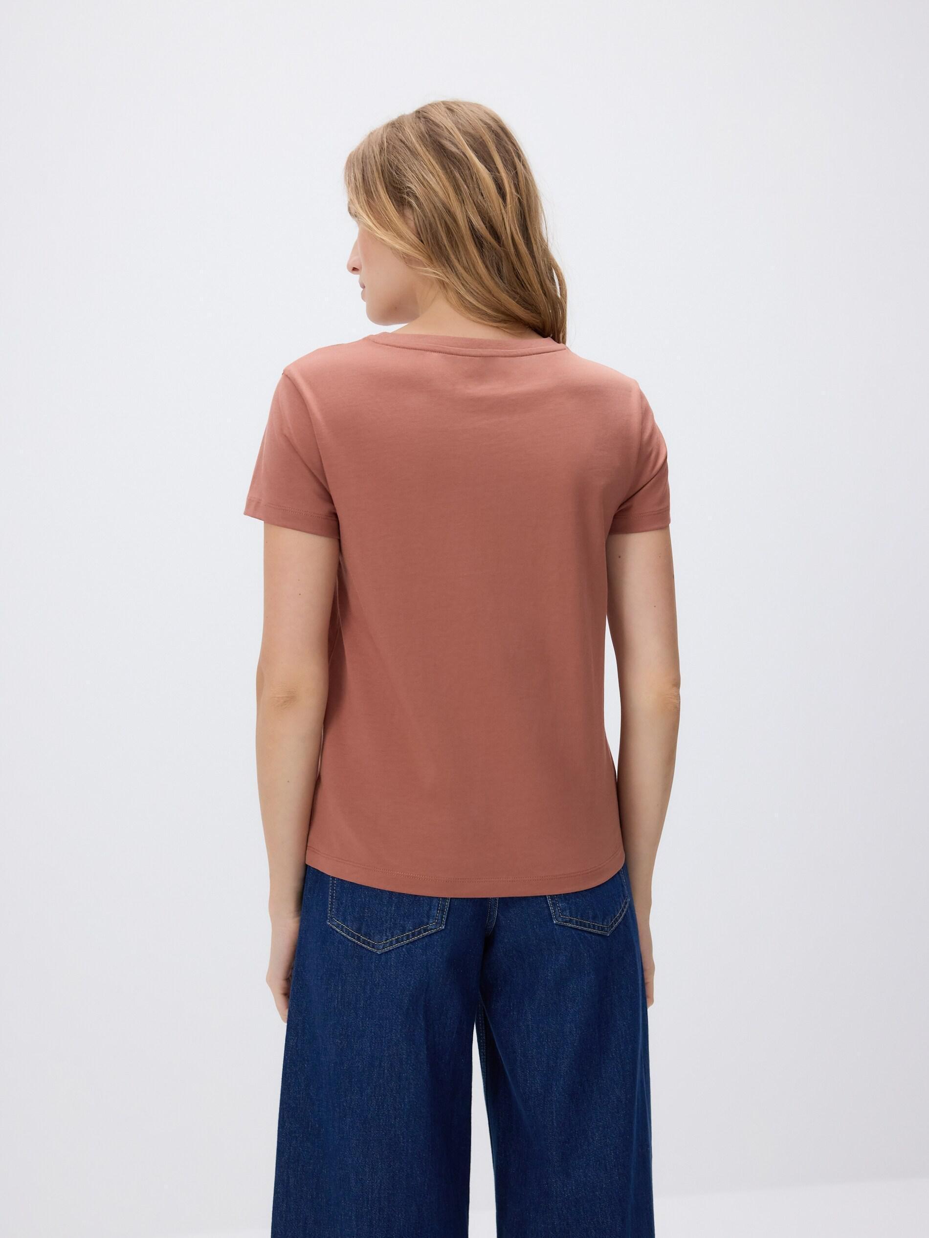 Warm Green T-Shirt With Fine Embroidery, Brown, medium