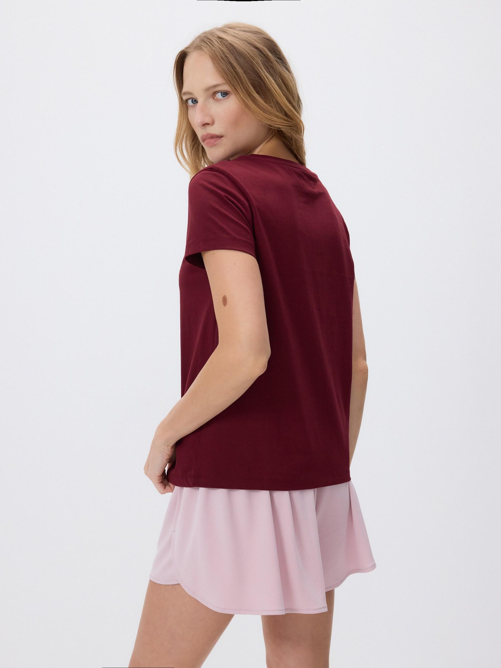 Maroon T-Shirt With Fine Embroidery, Burgundy, large image number 1