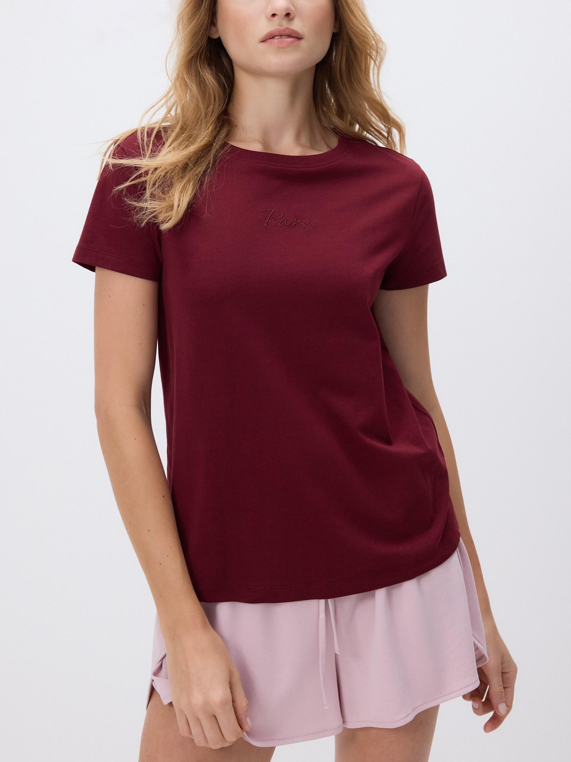 Maroon T-Shirt With Fine Embroidery, Burgundy, large image number 3