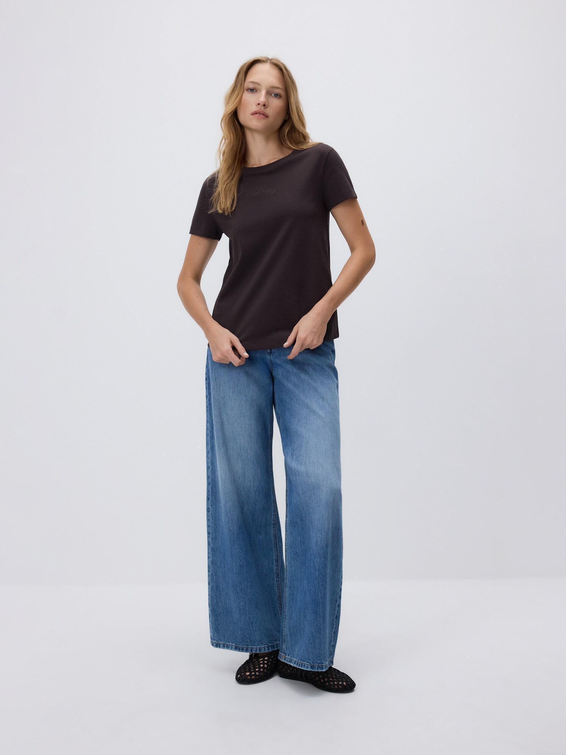 Brown T-Shirt With Fine Embroidery, Brown, large image number 2