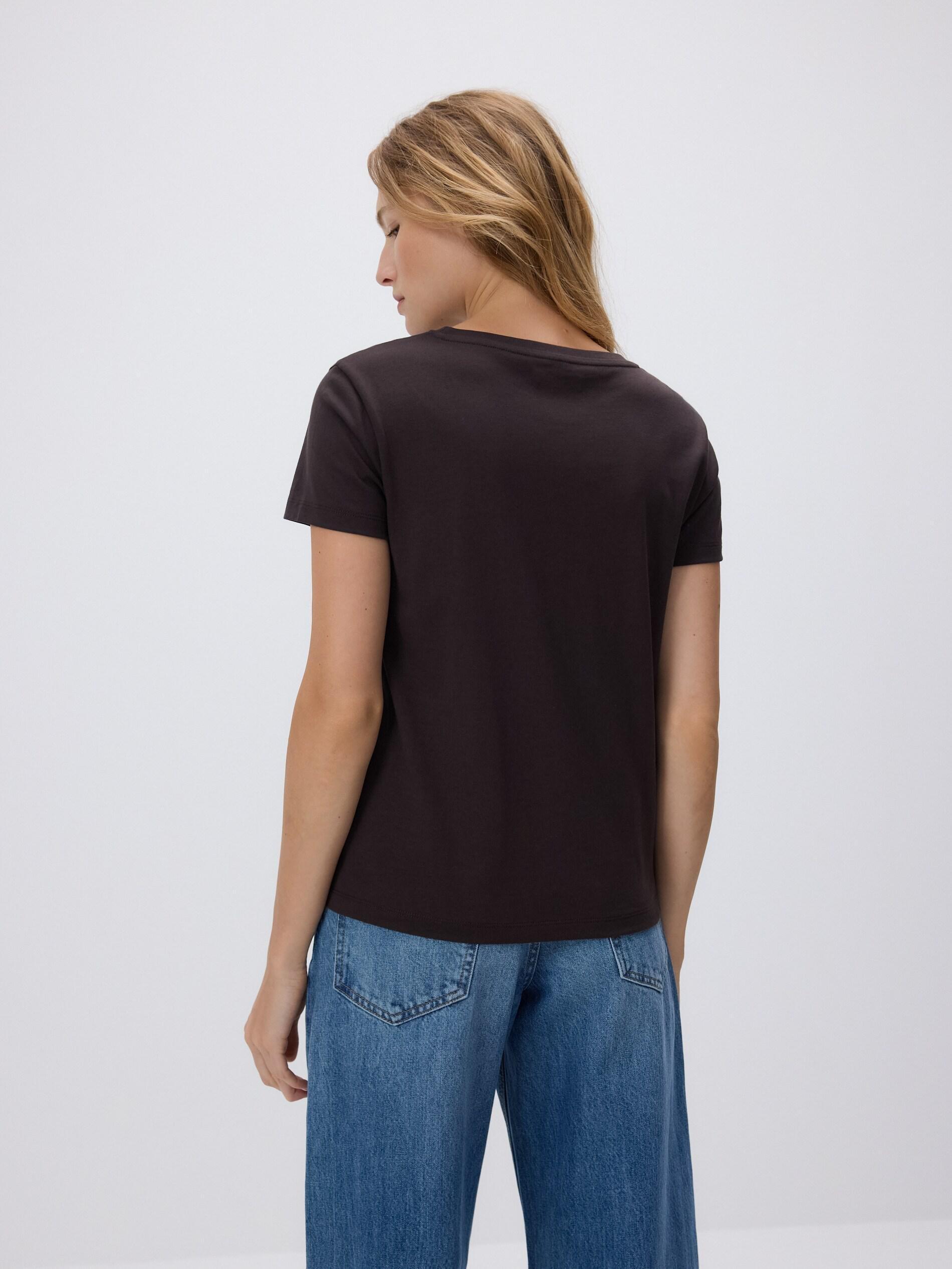 Brown T-Shirt With Fine Embroidery, Brown, large image number 3