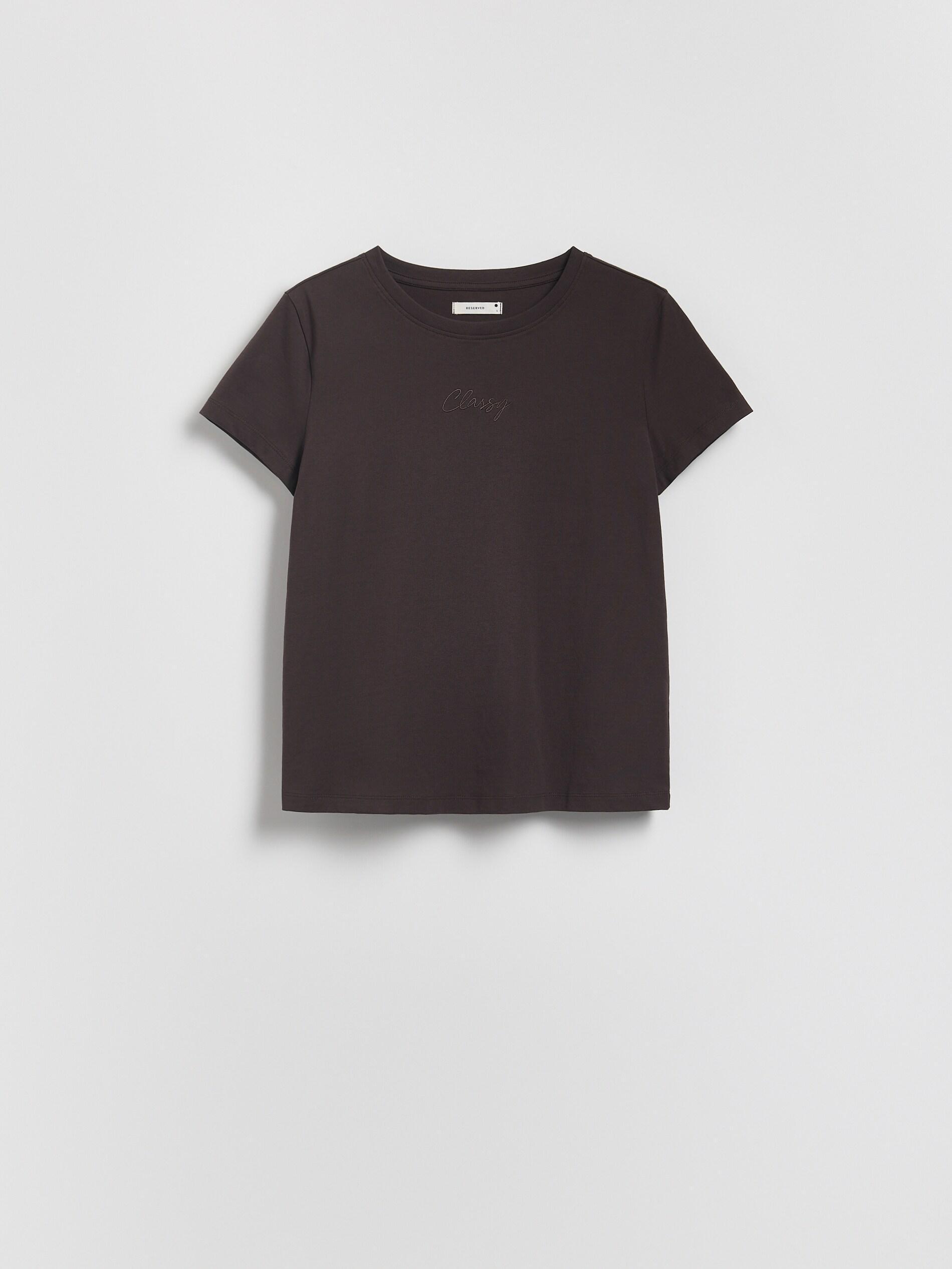 Brown T-Shirt With Fine Embroidery, Brown, large image number 4