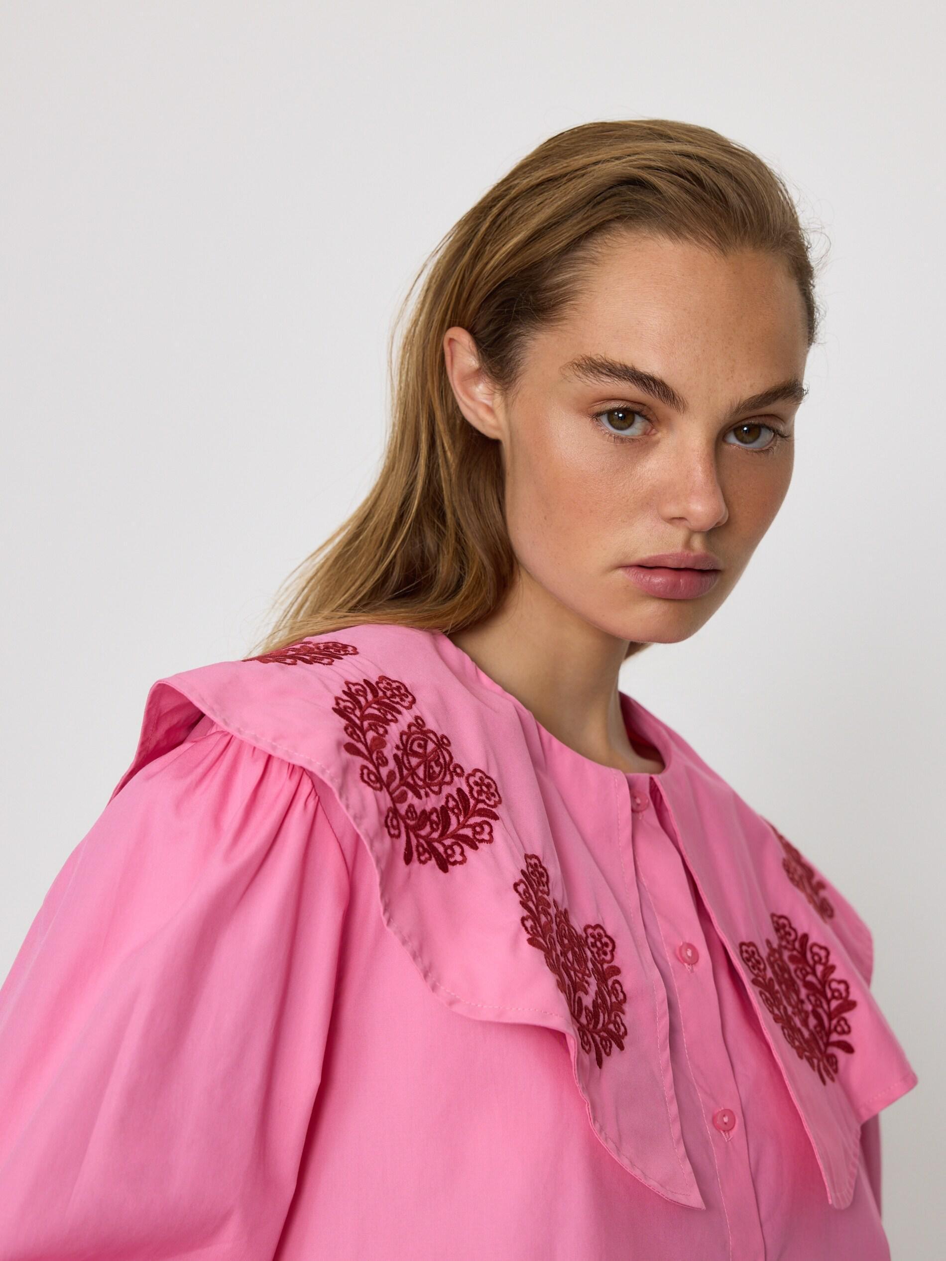 Pink Blouse With Decorative Collar, Pink, large image number 1