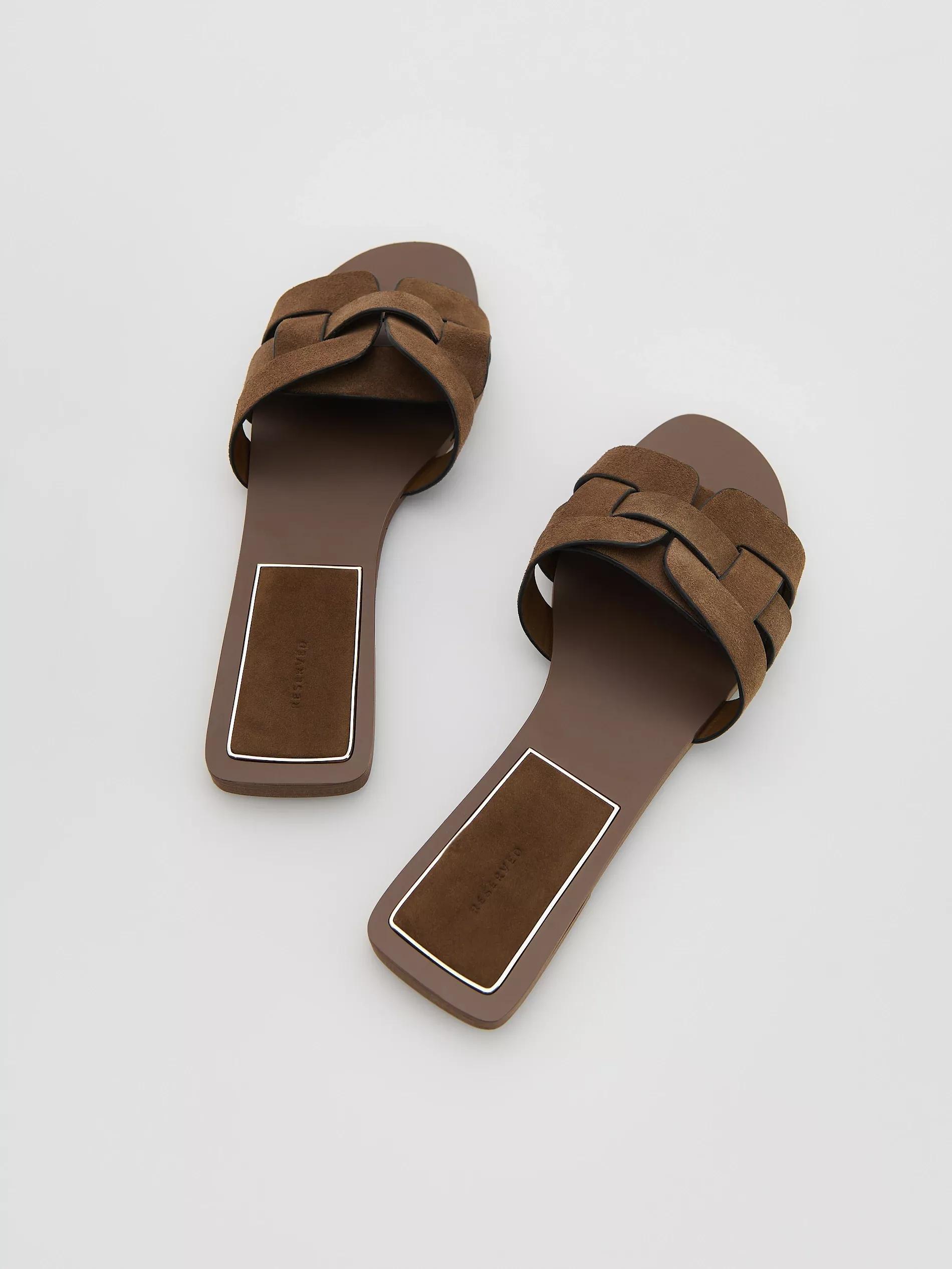 Beige Suede Slides, , large image number 3