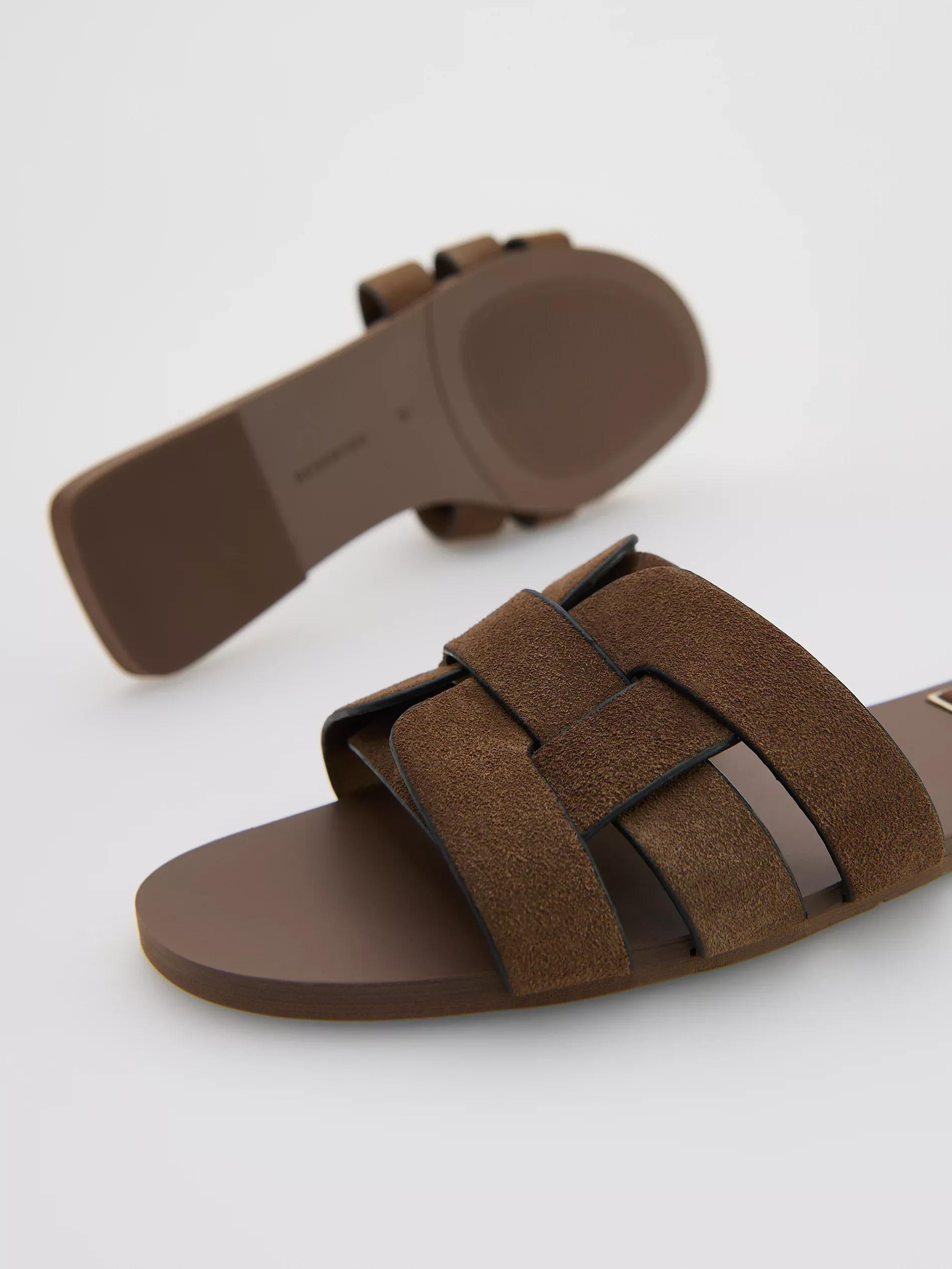 Beige Suede Slides, , large image number 4