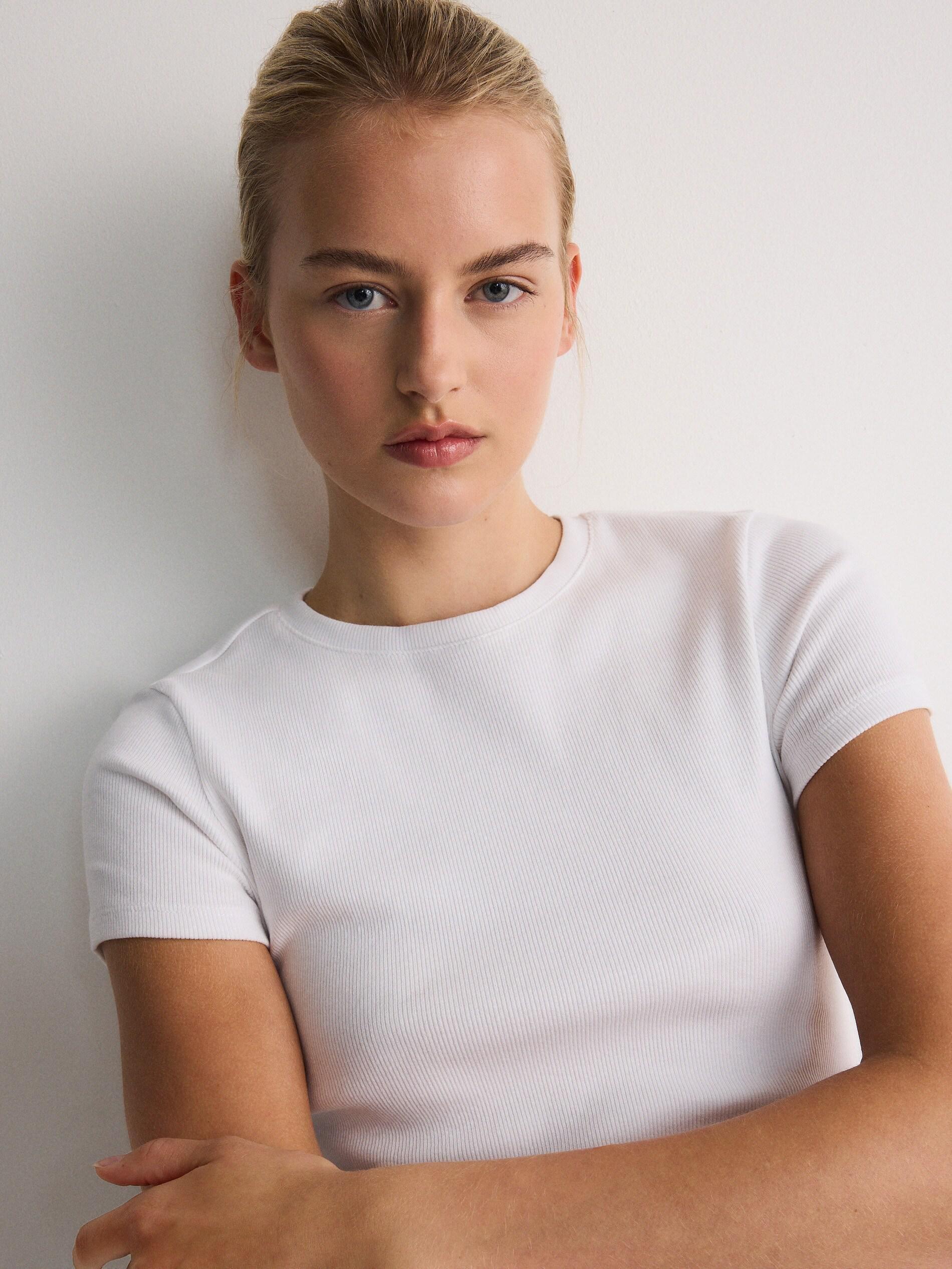 White Cotton T-Shirt, , large image number 4