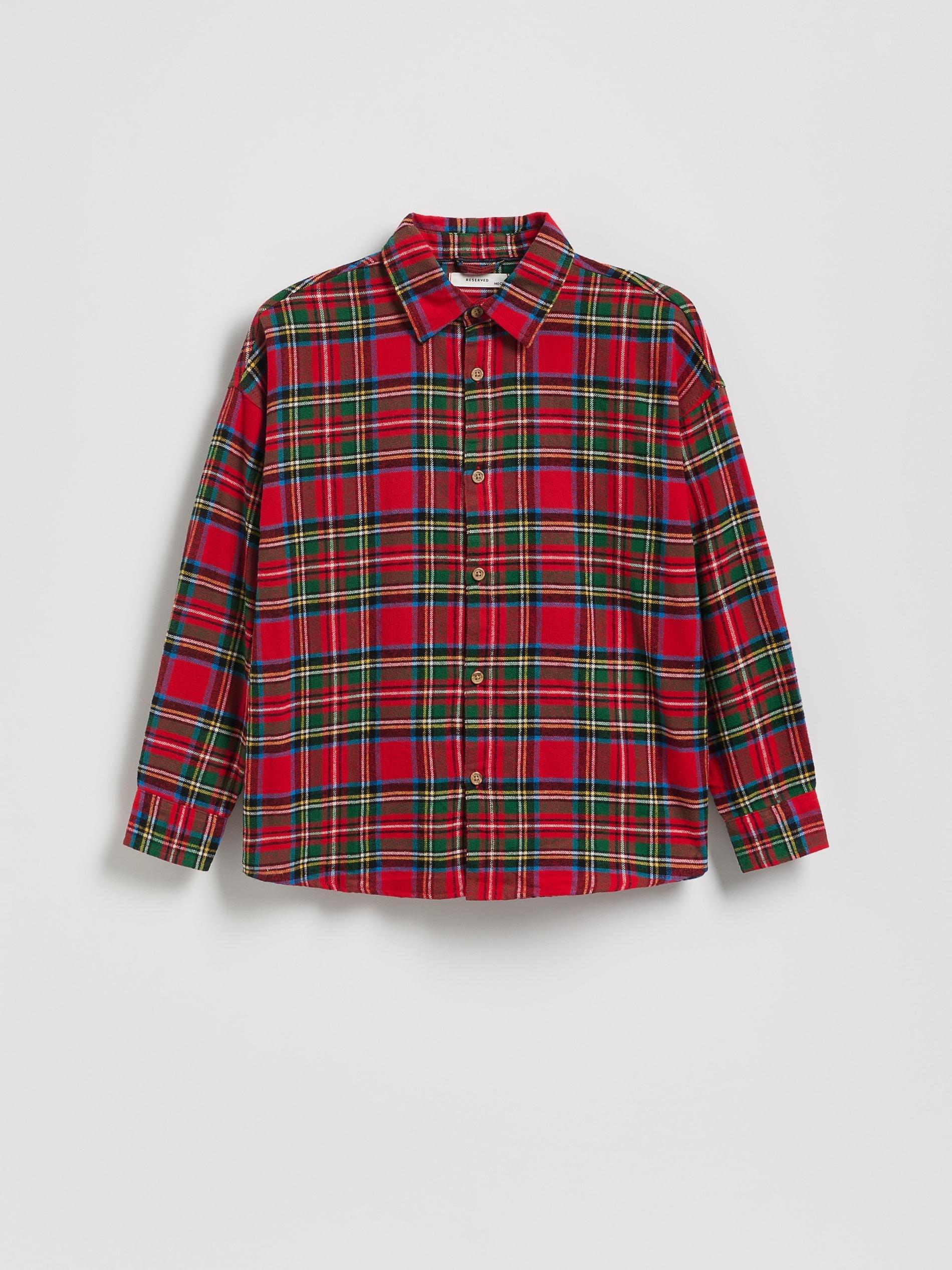 Red Check Cotton Shirt, Red, medium