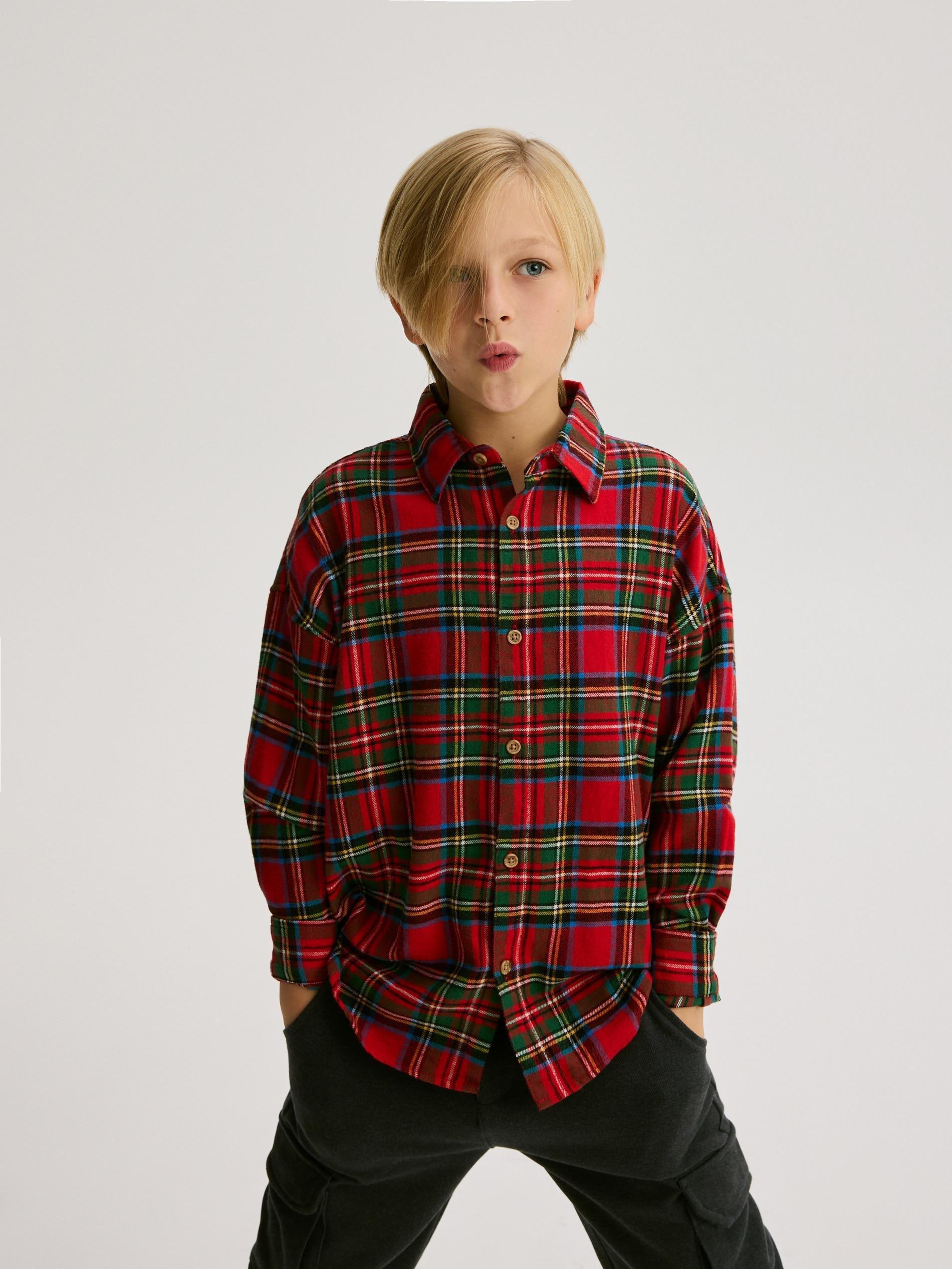 Red Check Cotton Shirt, Red, large image number 3