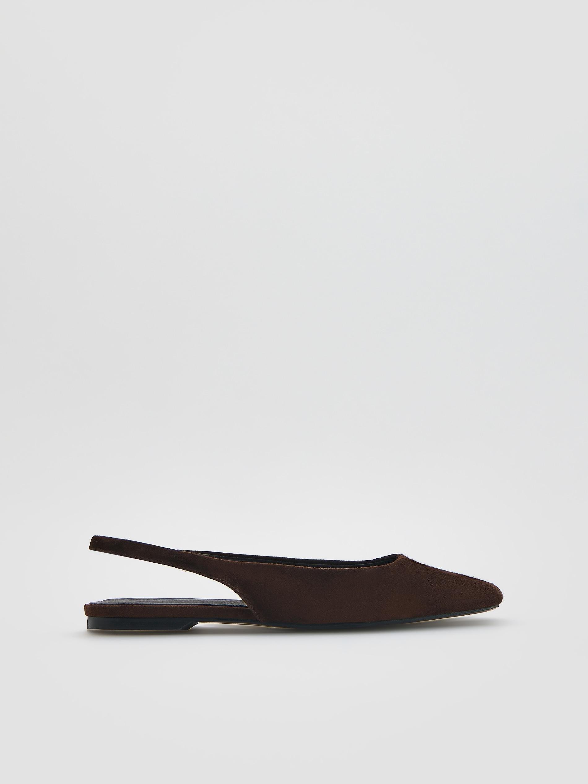 Brown Sheepskin Ballet Flats, Brown, medium