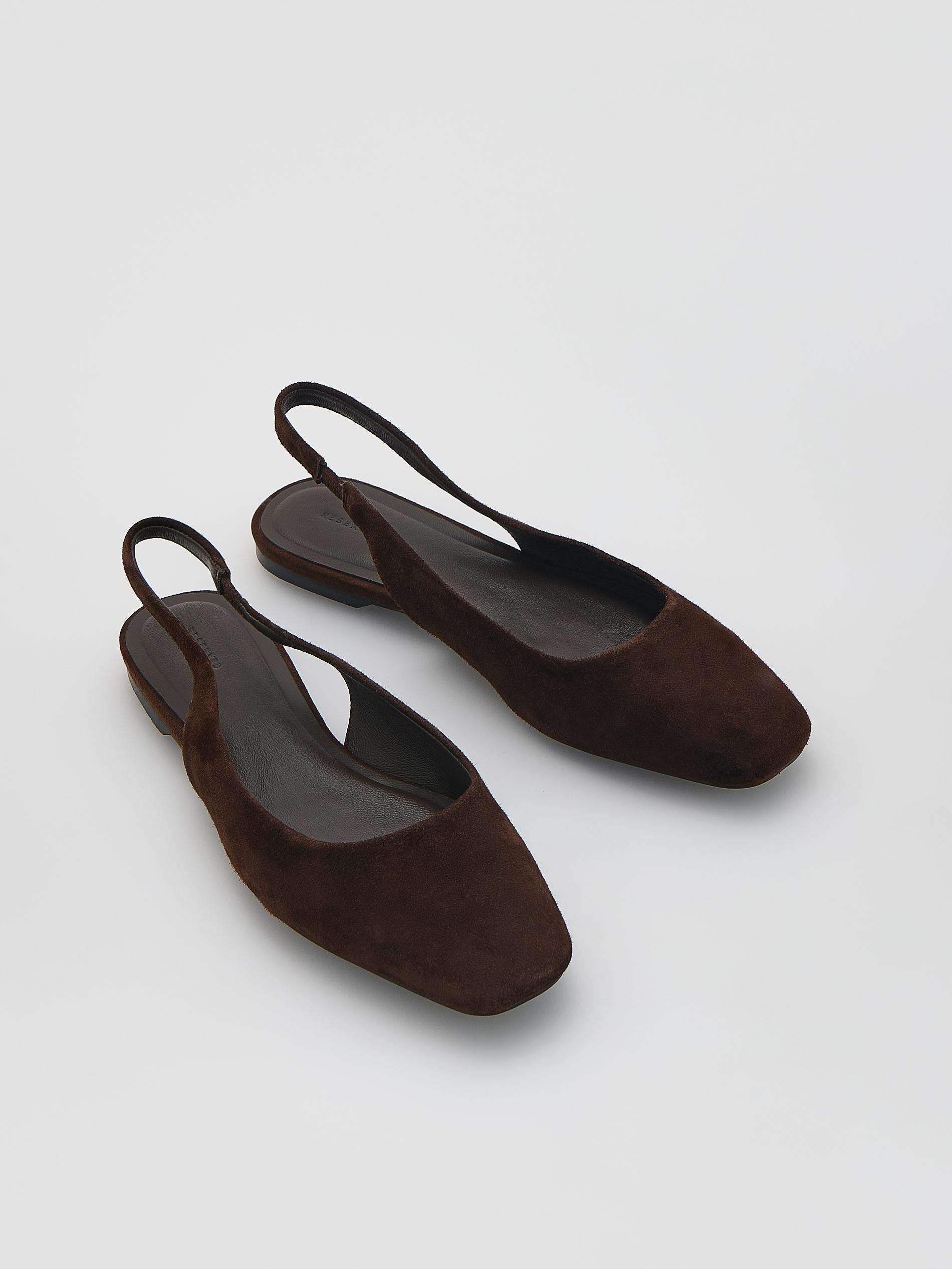 Brown Sheepskin Ballet Flats, Brown, medium