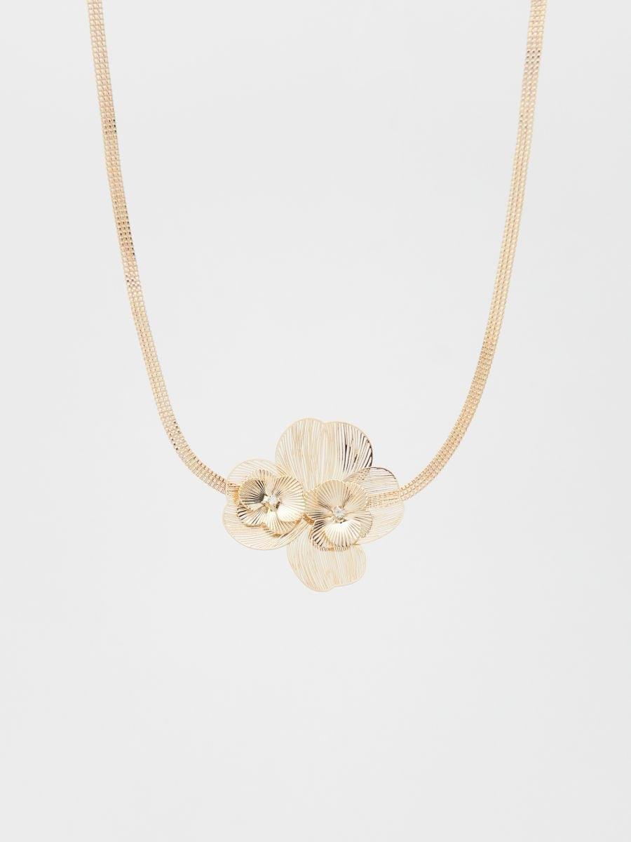 Gold Flower Necklace, Golden, large image number 0