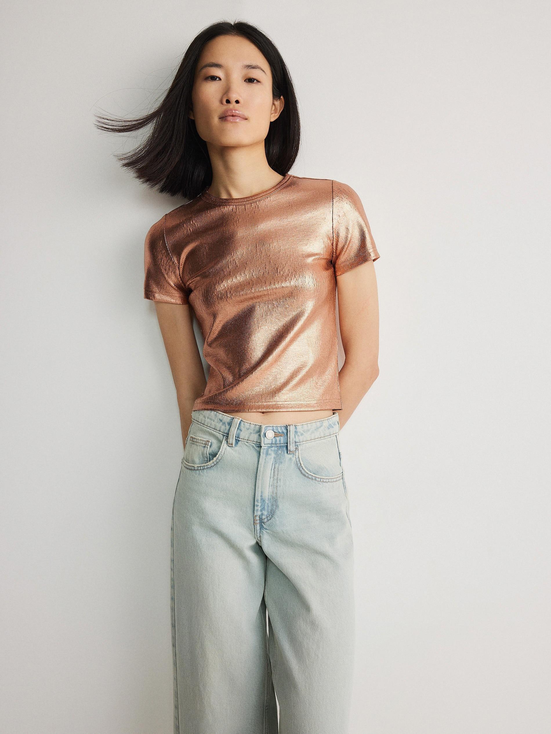 Gold Metallic Shine Blouse, , large image number 1