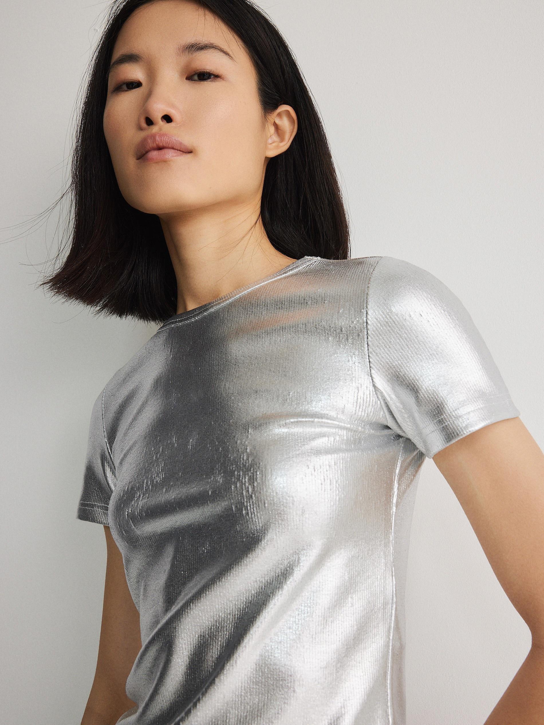 Silver Metallic Shine Blouse, , large image number 3