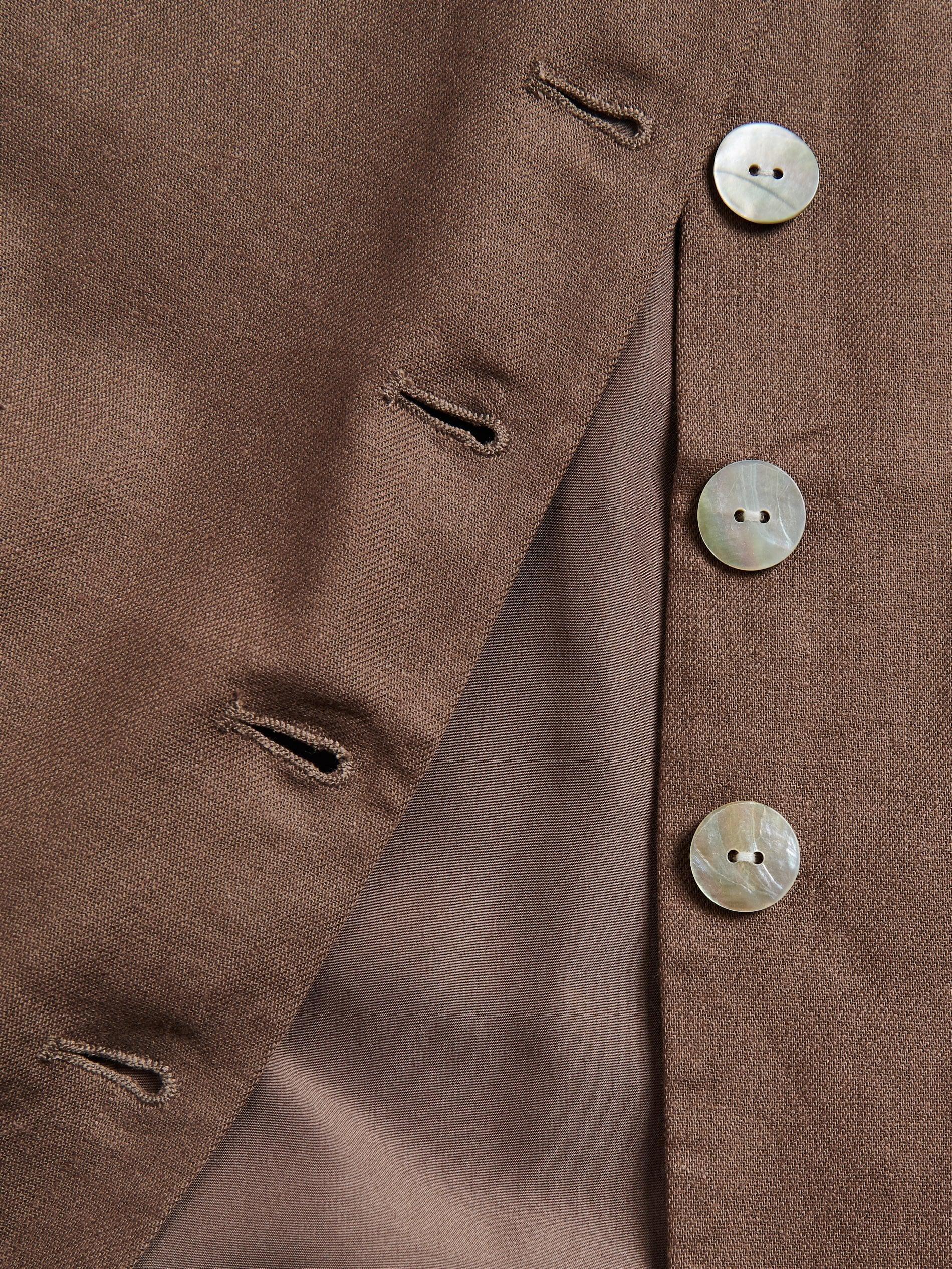 Beige Linen Blend Vest, Beige, large image number 5