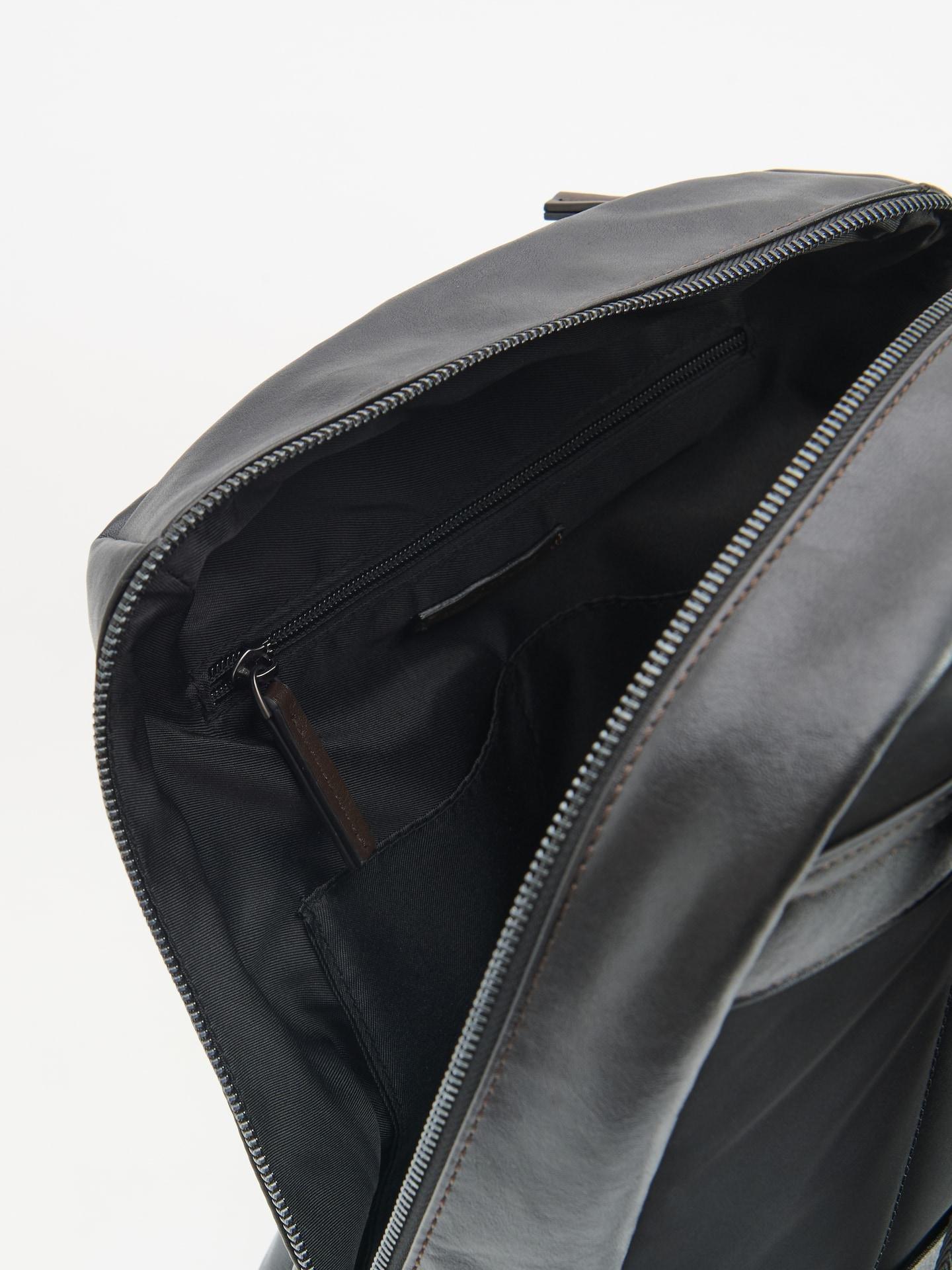 Black Faux Leather Backpack, Black, large image number 3