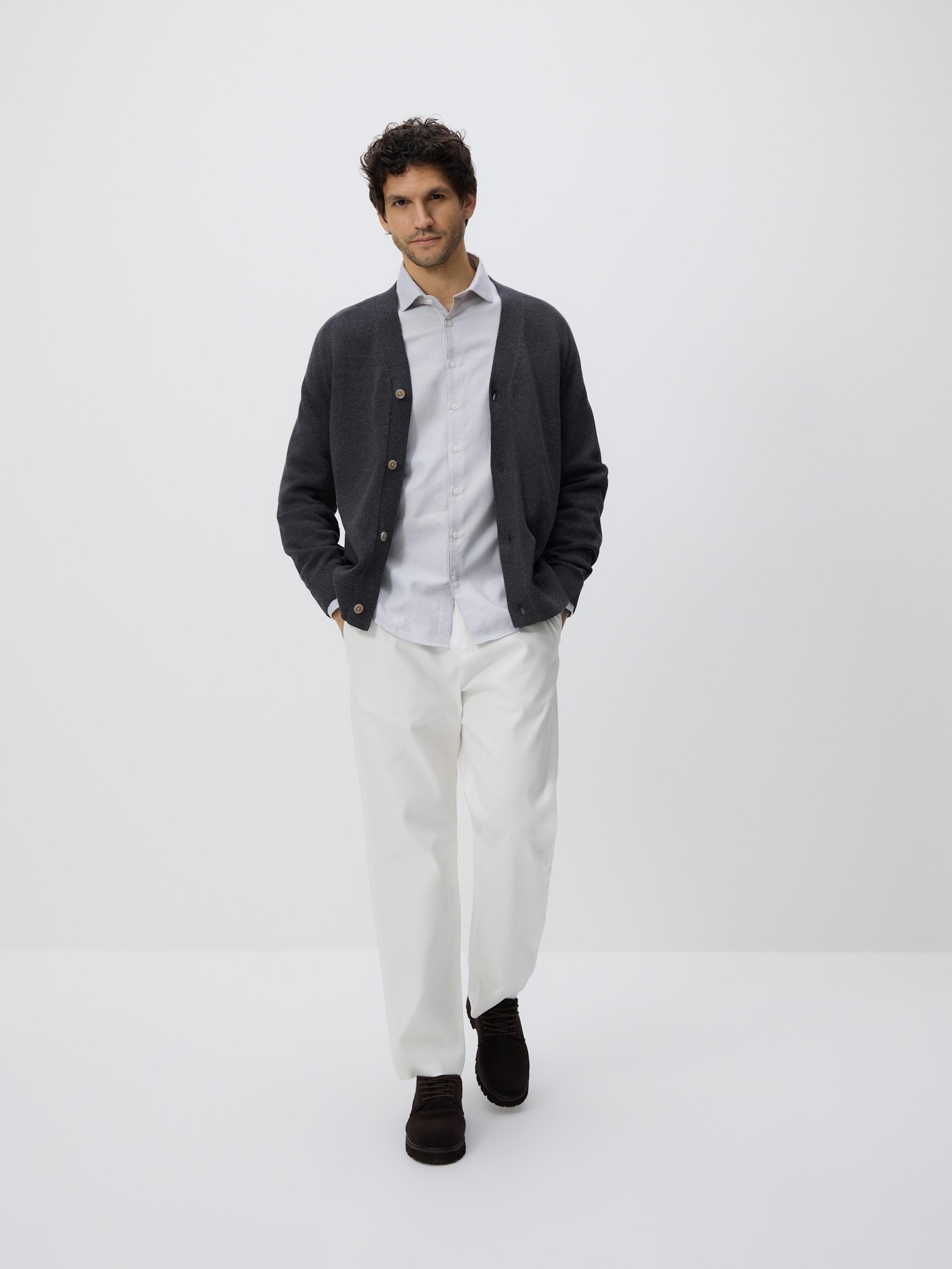 Grey Slim Fit Cotton Rich Shirt, Light grey, medium