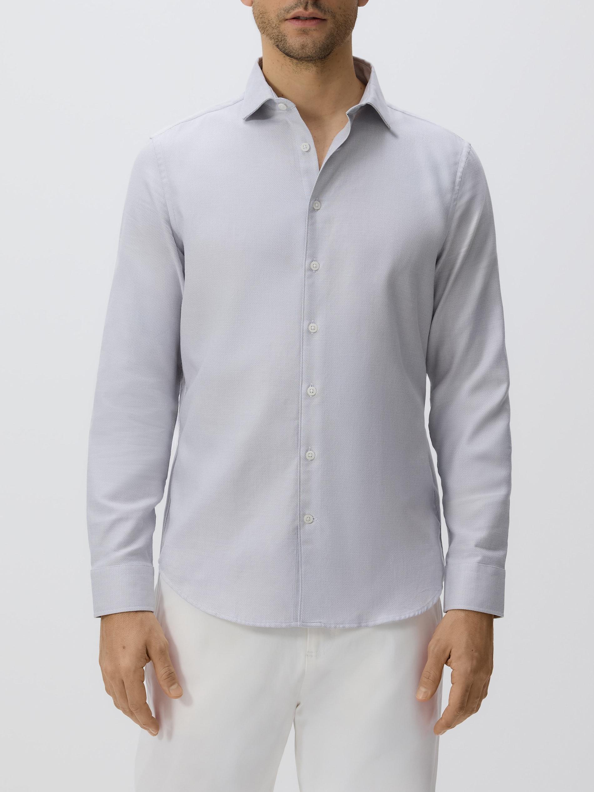 Grey Slim Fit Cotton Rich Shirt, Light grey, medium
