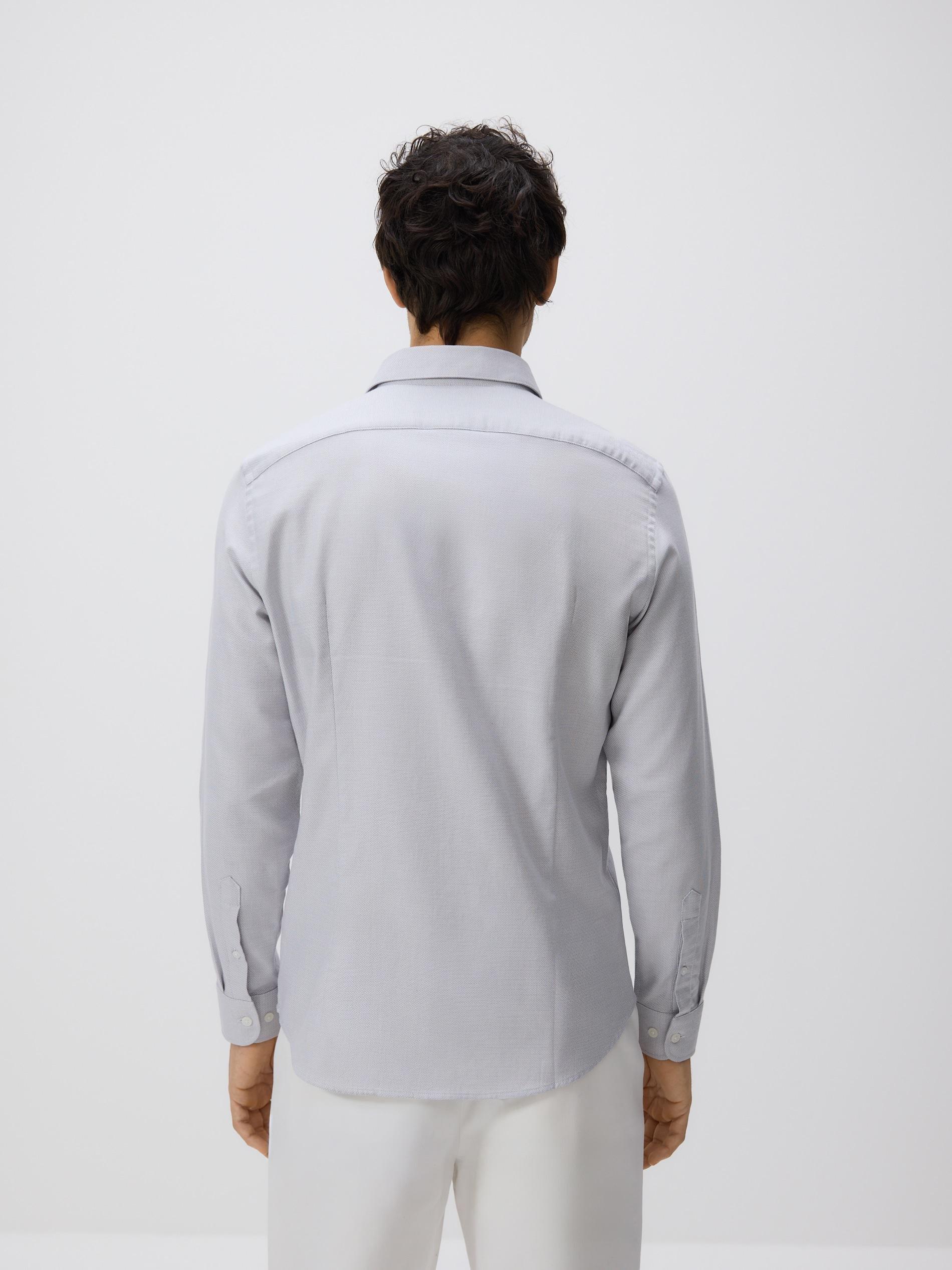 Grey Slim Fit Cotton Rich Shirt, Light grey, large image number 3