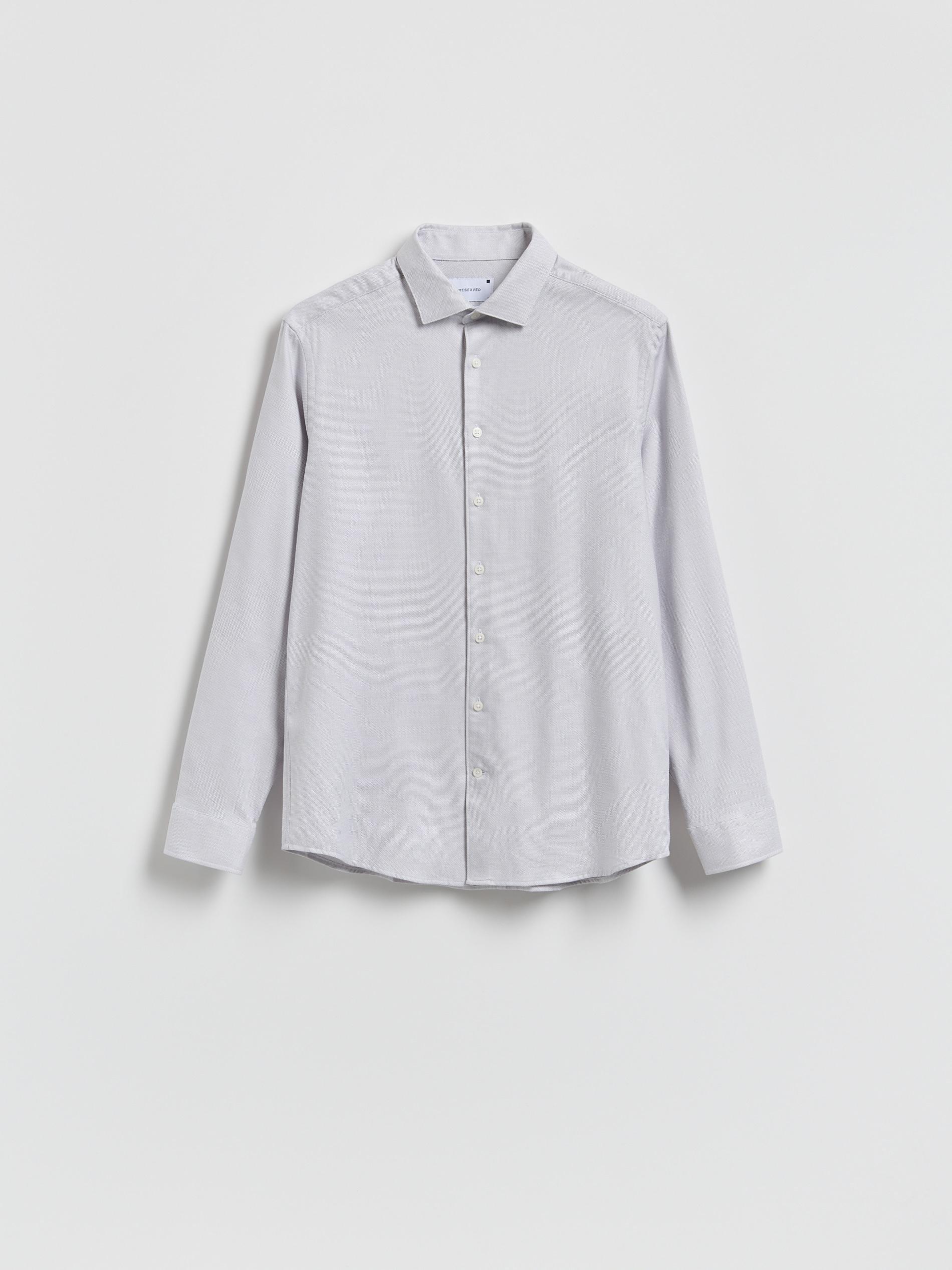 Grey Slim Fit Cotton Rich Shirt, Light grey, large image number 4