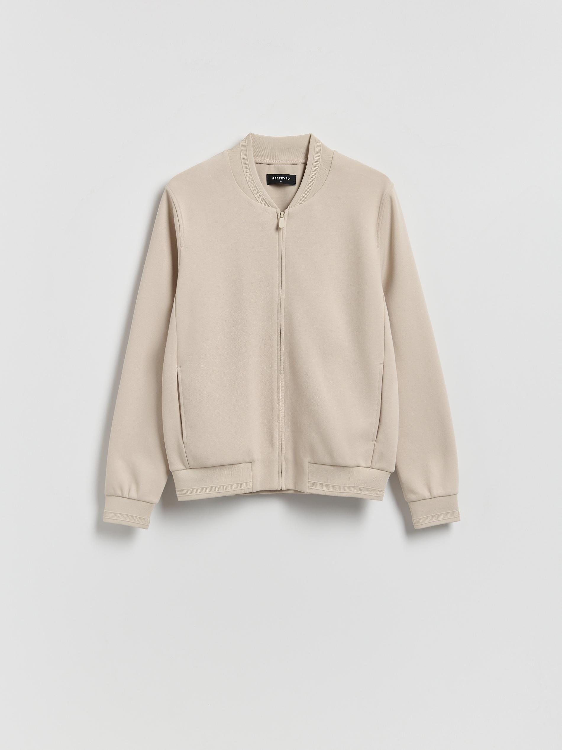 Beige Bomber Sweatshirt, Beige, large image number 0