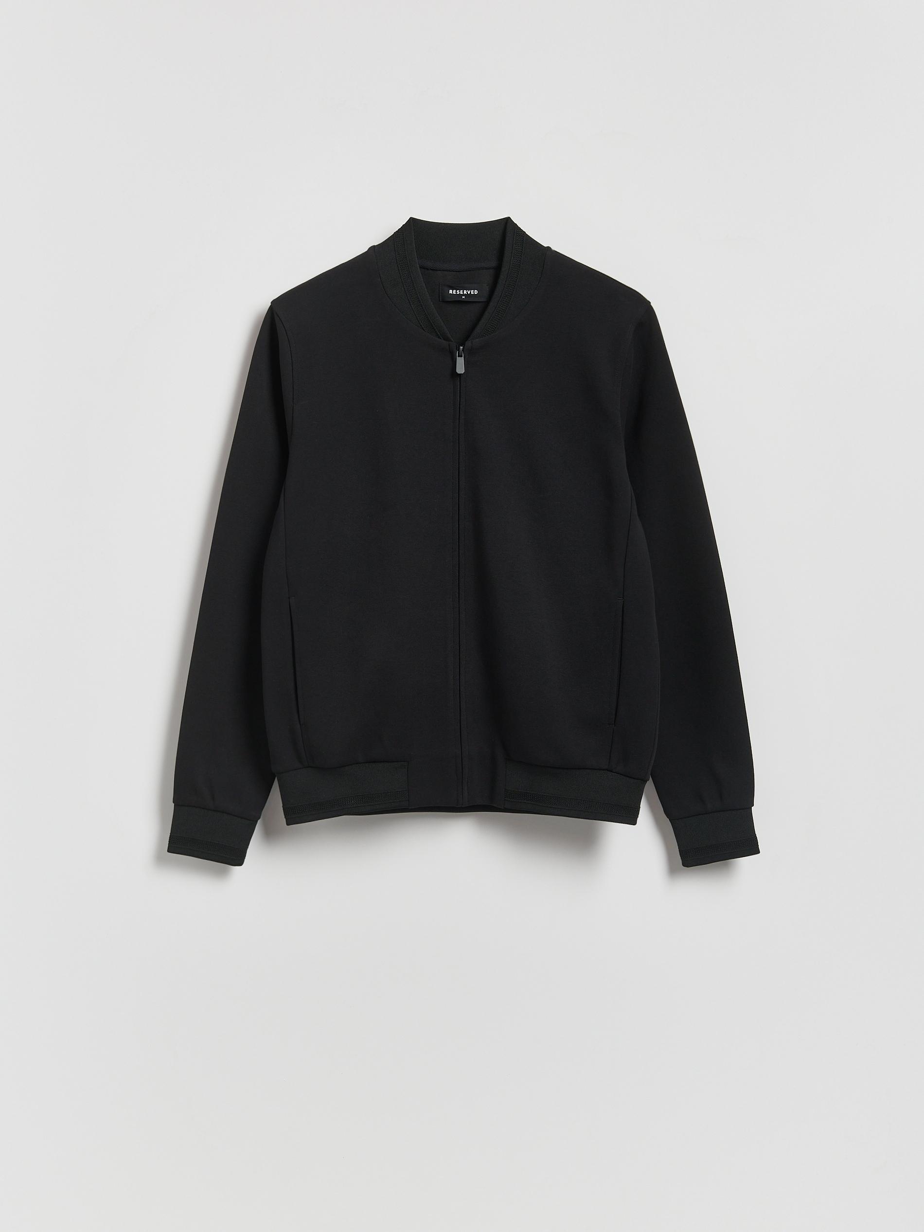 Black Bomber Sweatshirt, Black, large image number 0