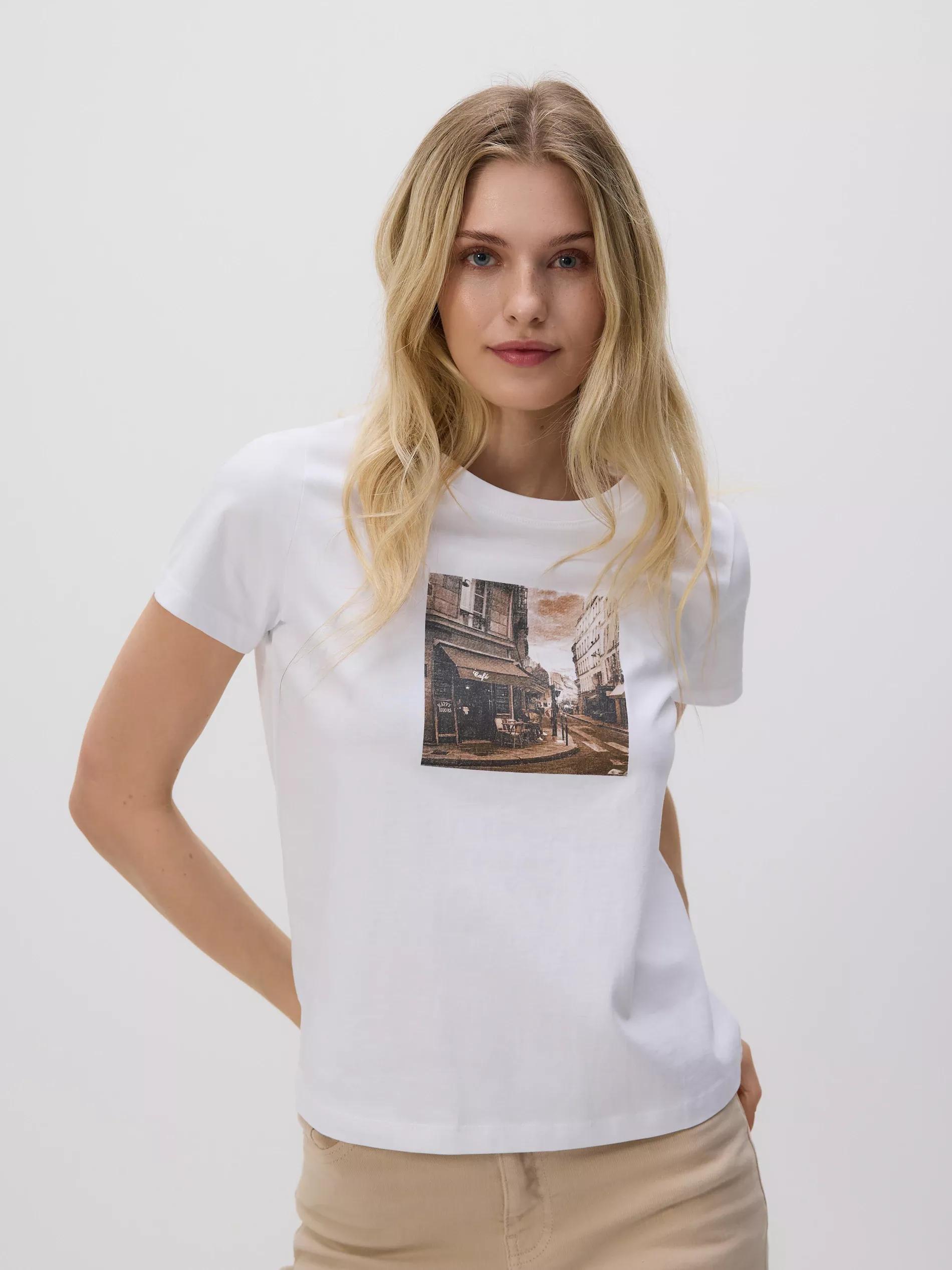 White T-Shirt With Print, 7401_00C            , large image number 0