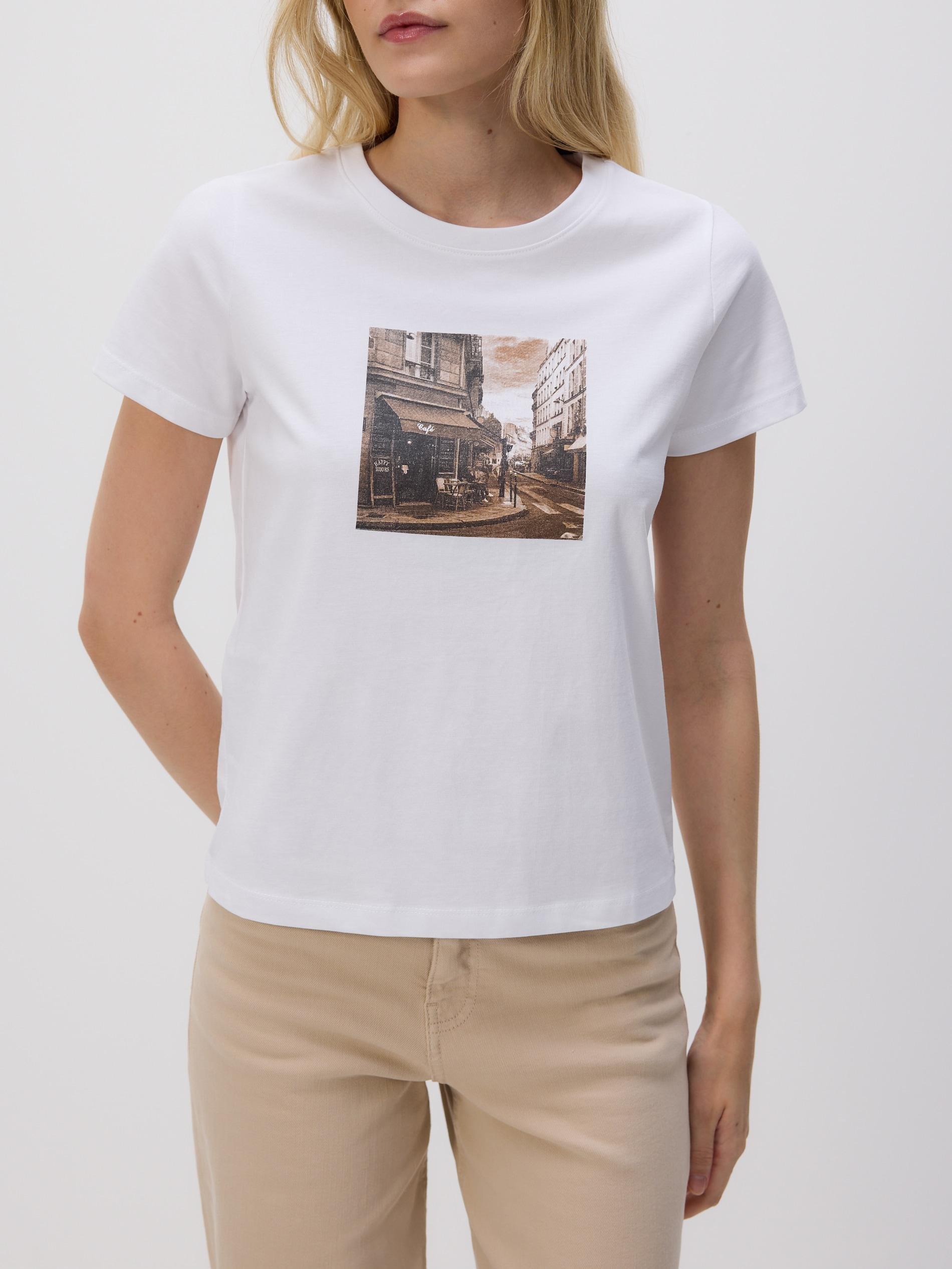 White T-Shirt With Print, 7401_00C            , large image number 1