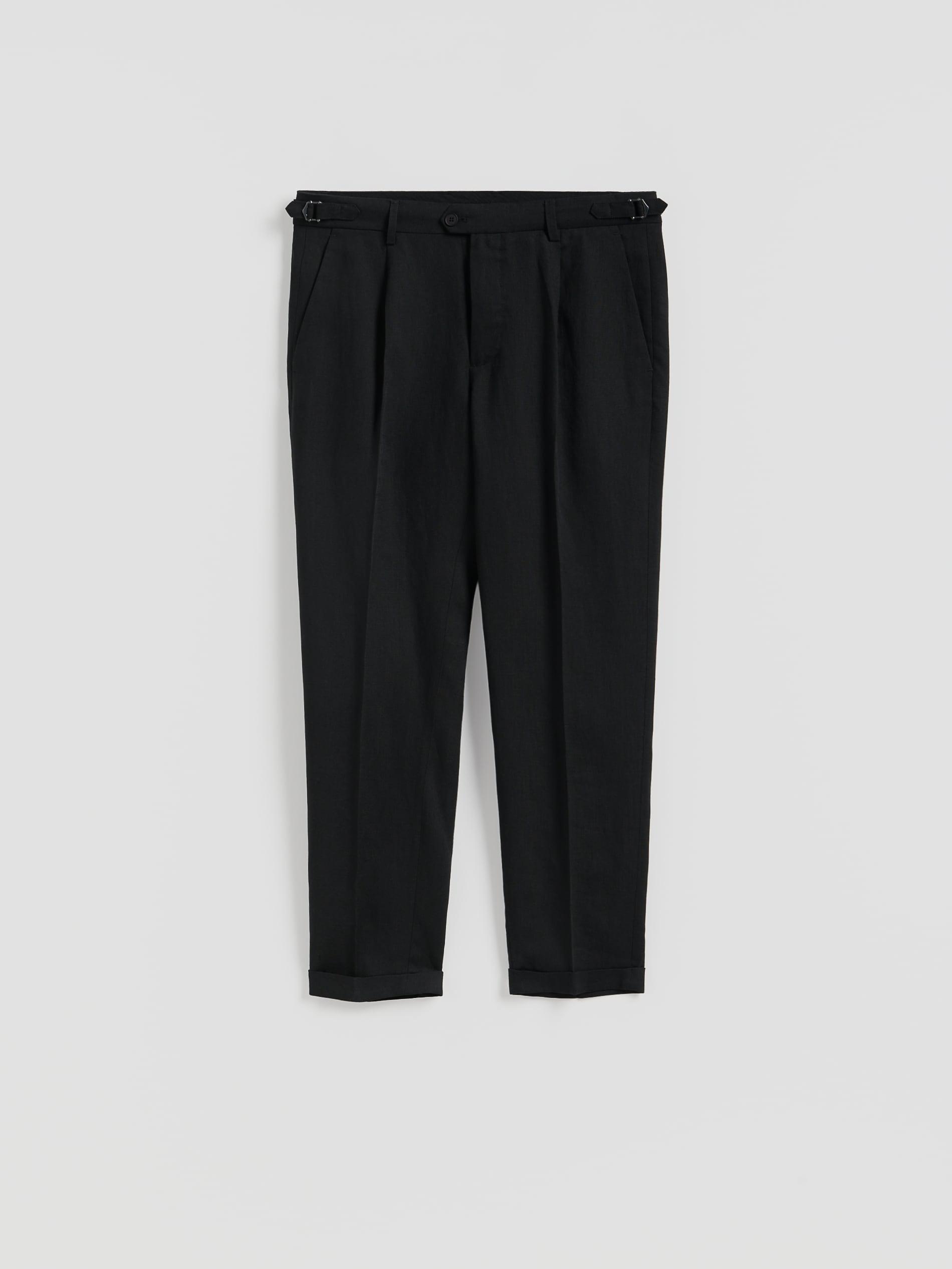 Black Chino Trousers With Linen Blend, Black, large image number 3