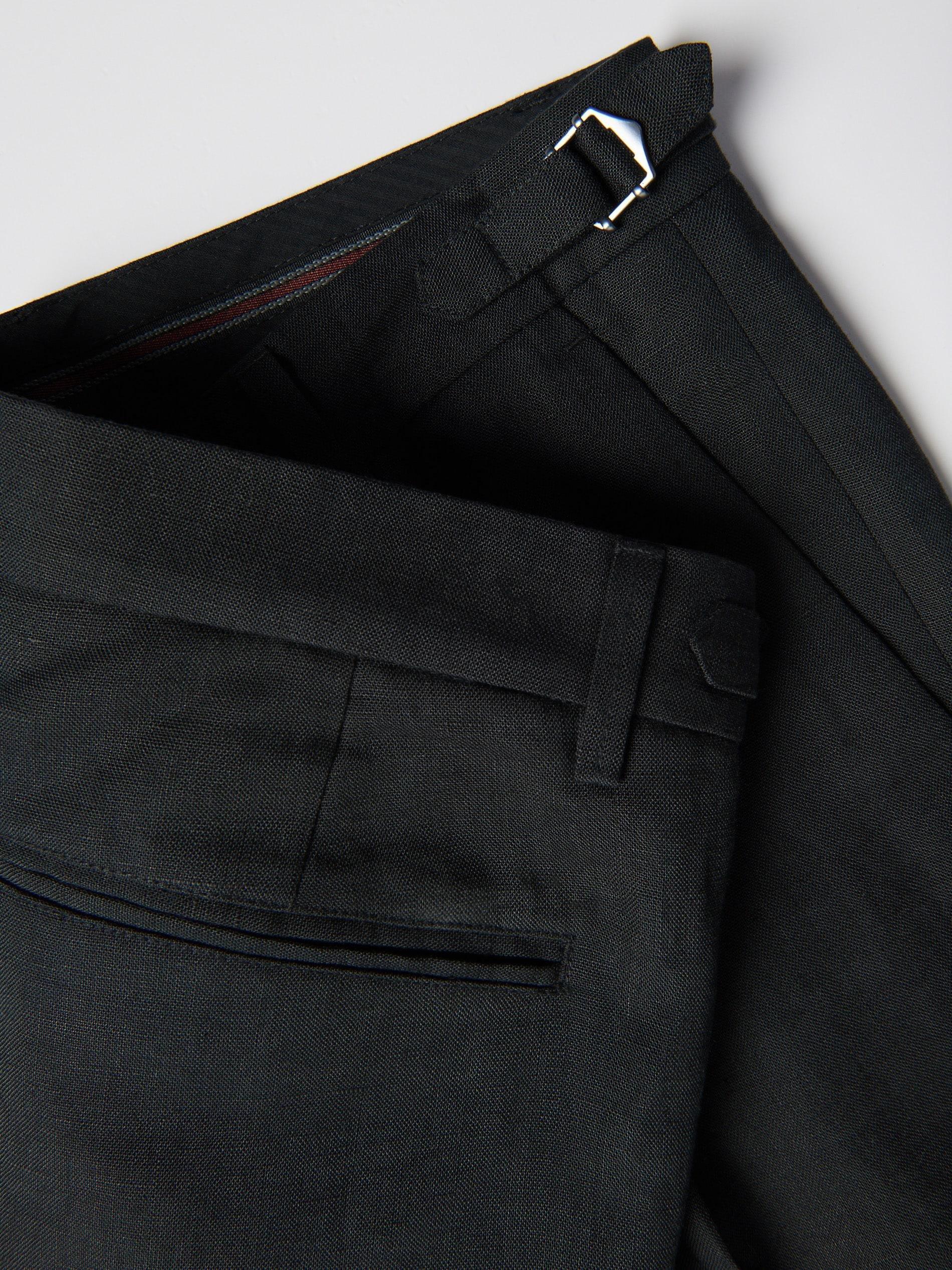 Black Chino Trousers With Linen Blend, Black, large image number 4
