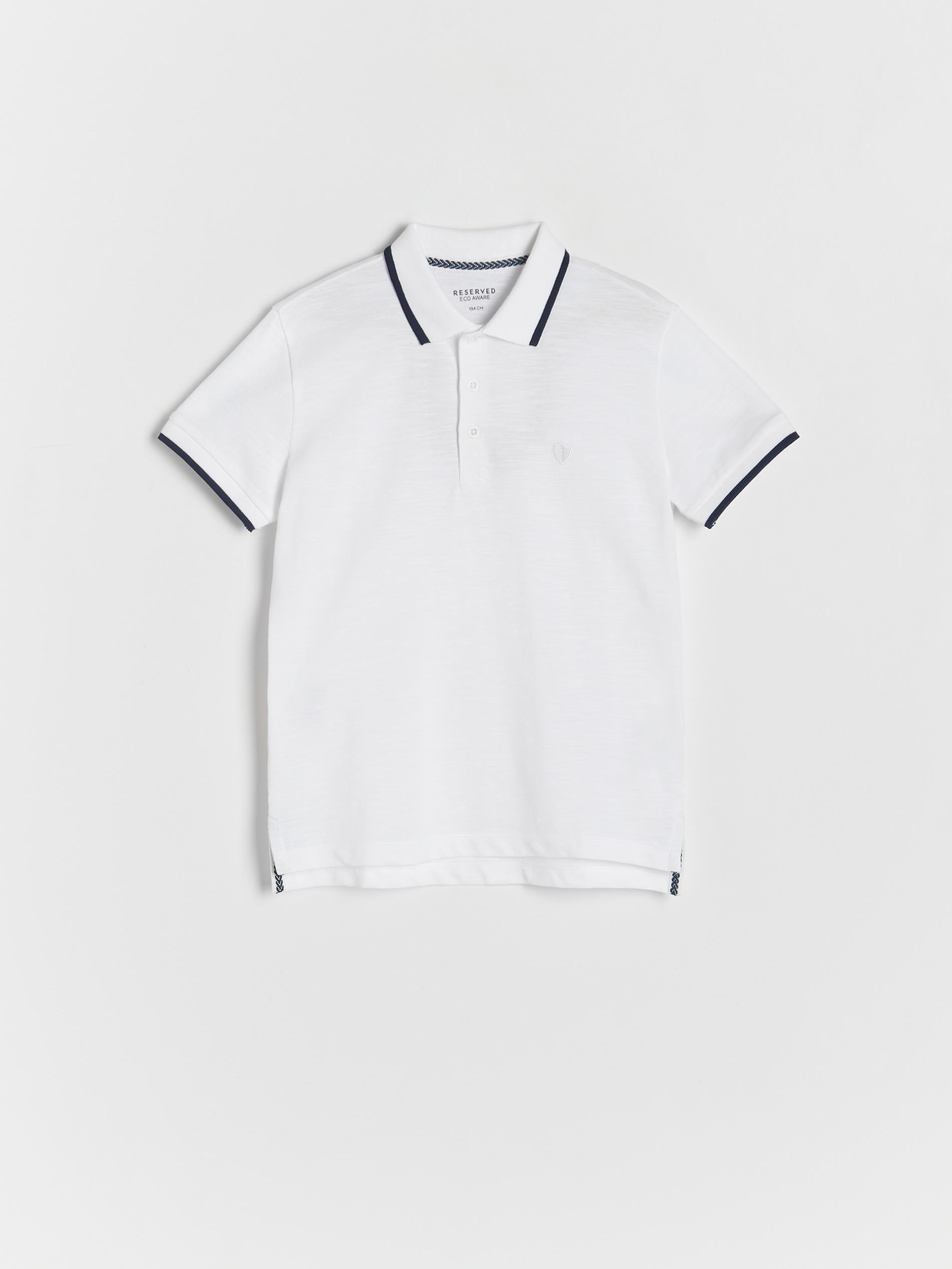 White Cotton Polo Shirt, Kids Boys, , large image number 0