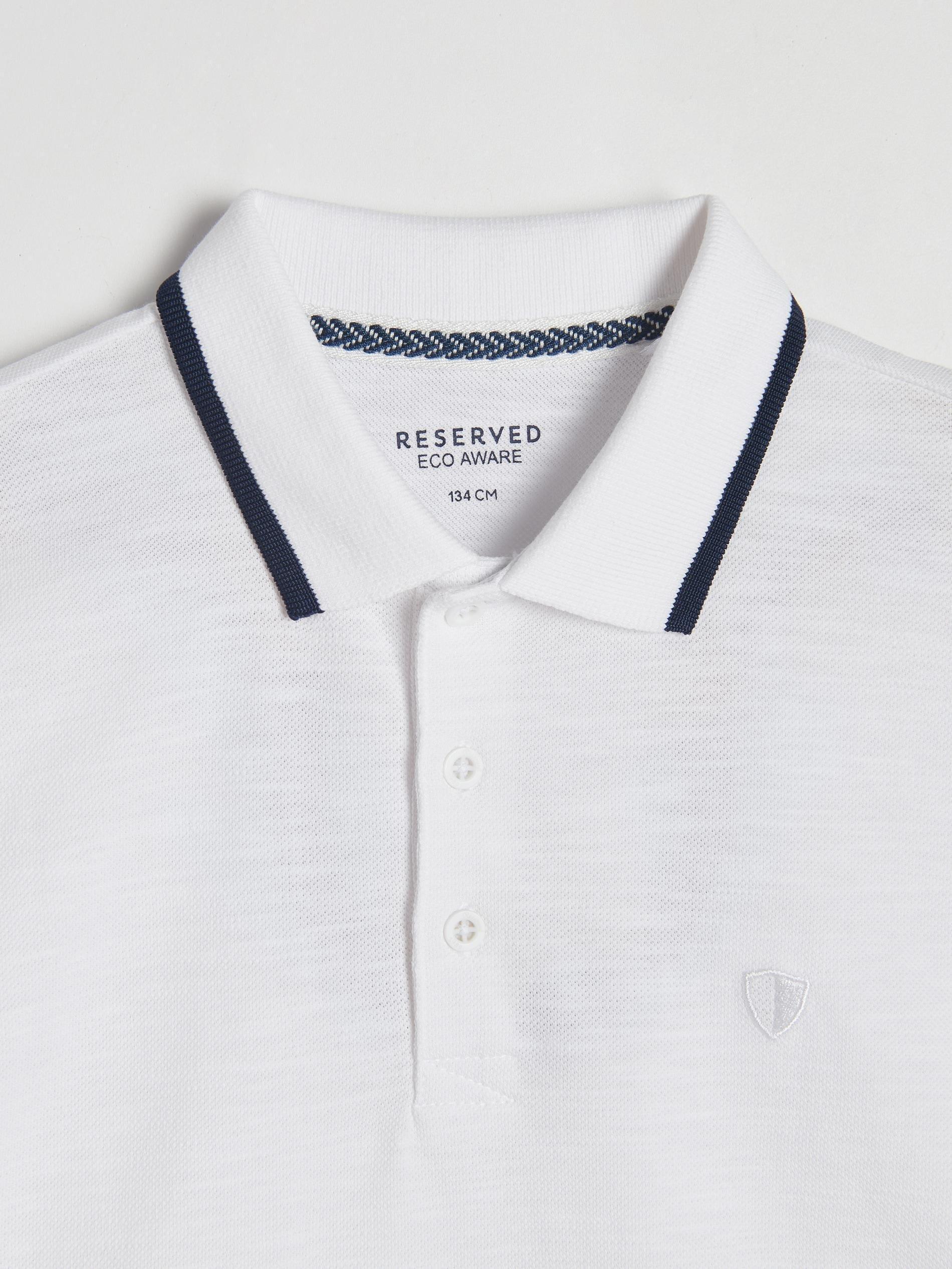 White Cotton Polo Shirt, Kids Boys, , large image number 1