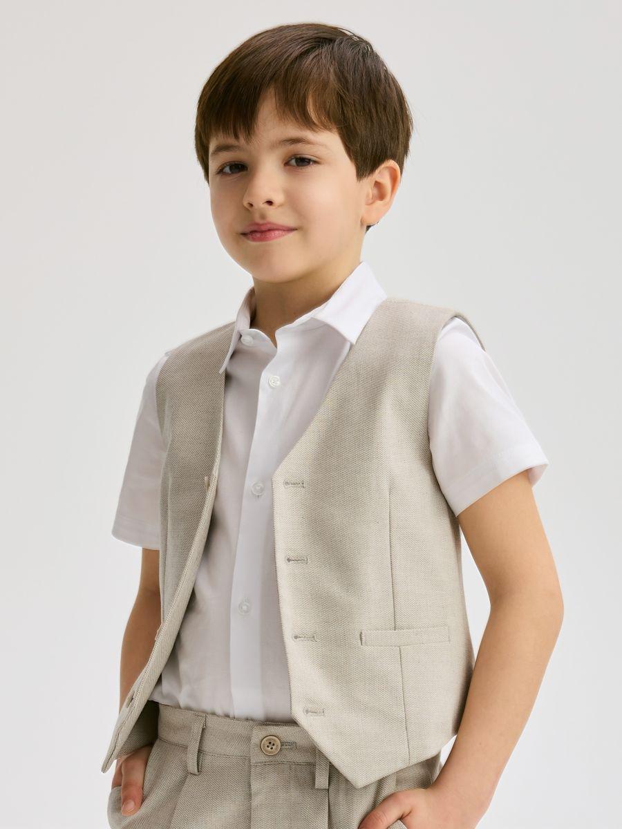 Beige Smart Elongated Waistcoat, Beige, large image number 0