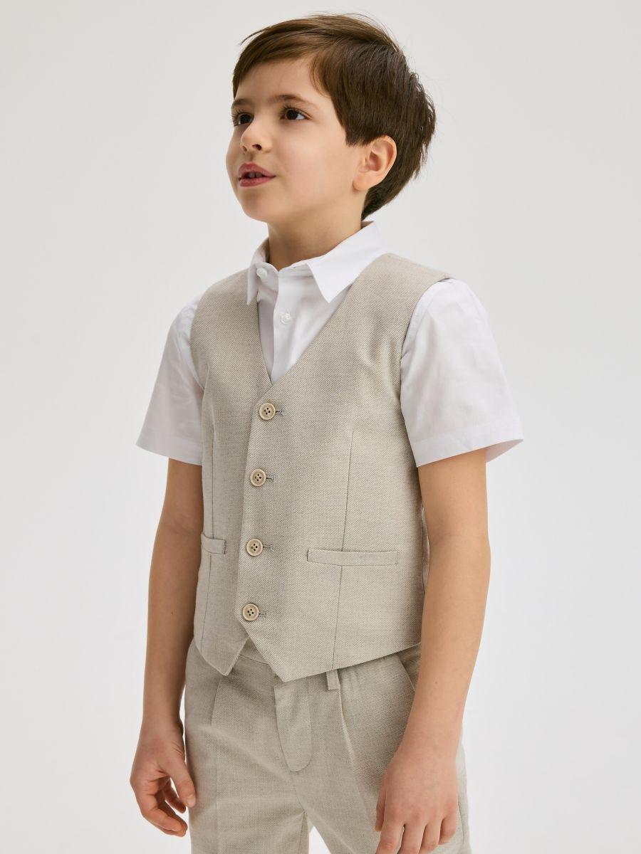 Beige Smart Elongated Waistcoat, Beige, large image number 3