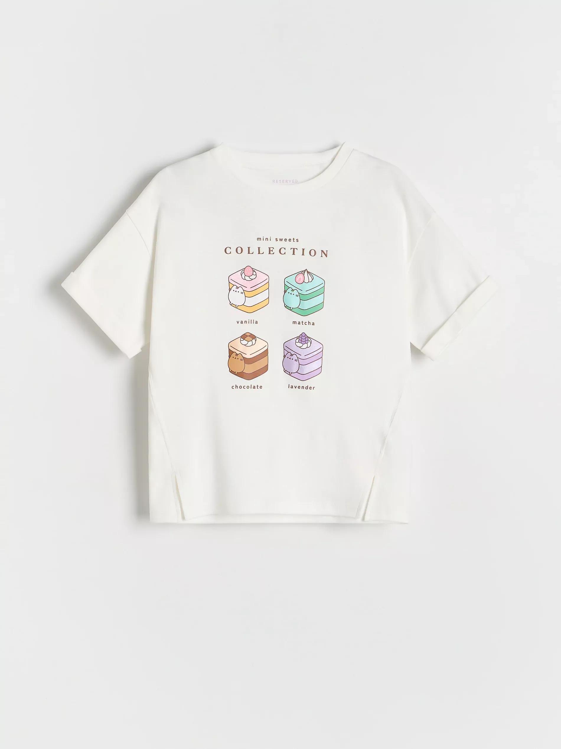 CREAM T-shirt with PUSHEEN print, , large image number 1