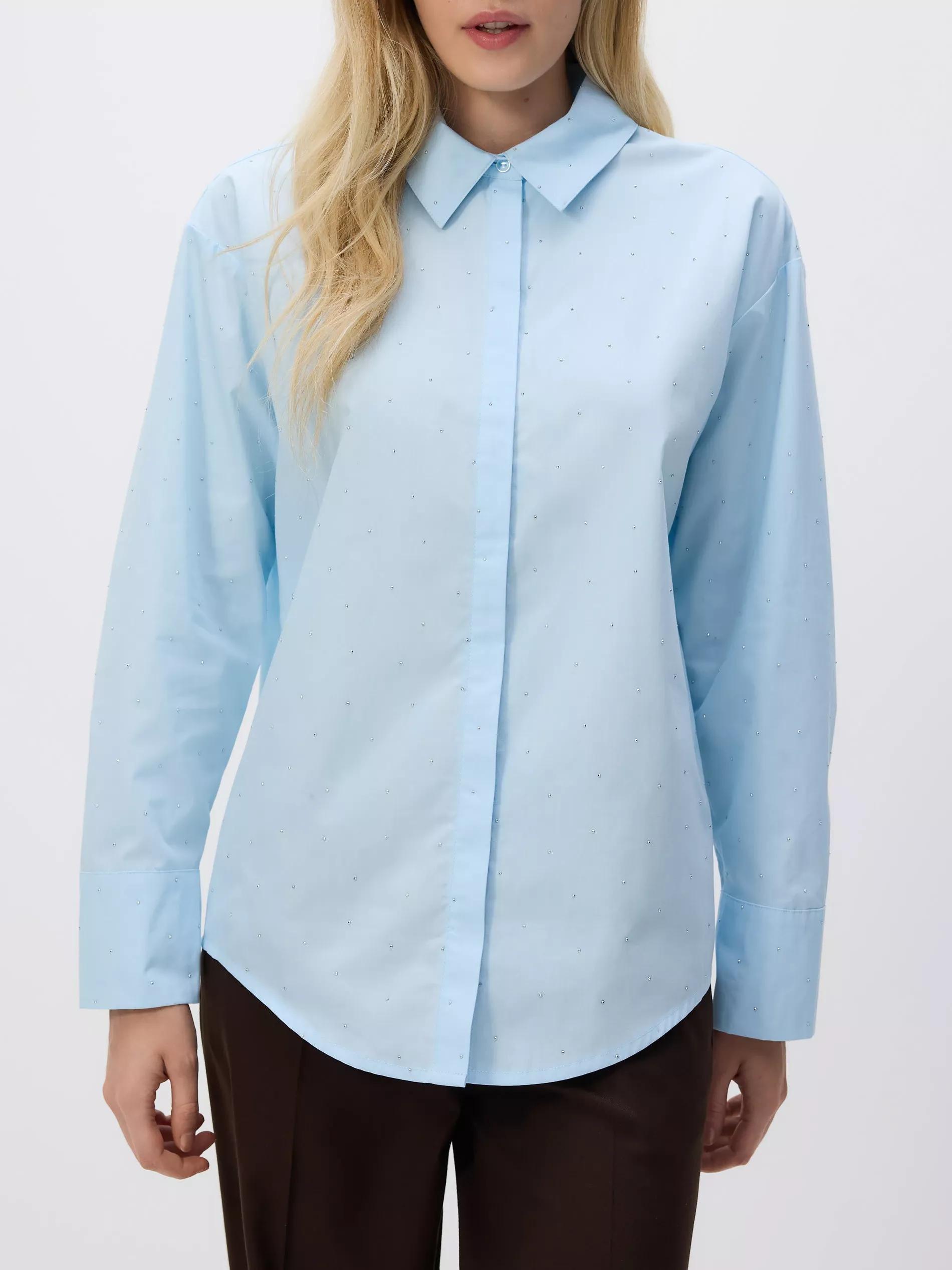 PALE BLUE Shirt with rhinestones, Blue, medium