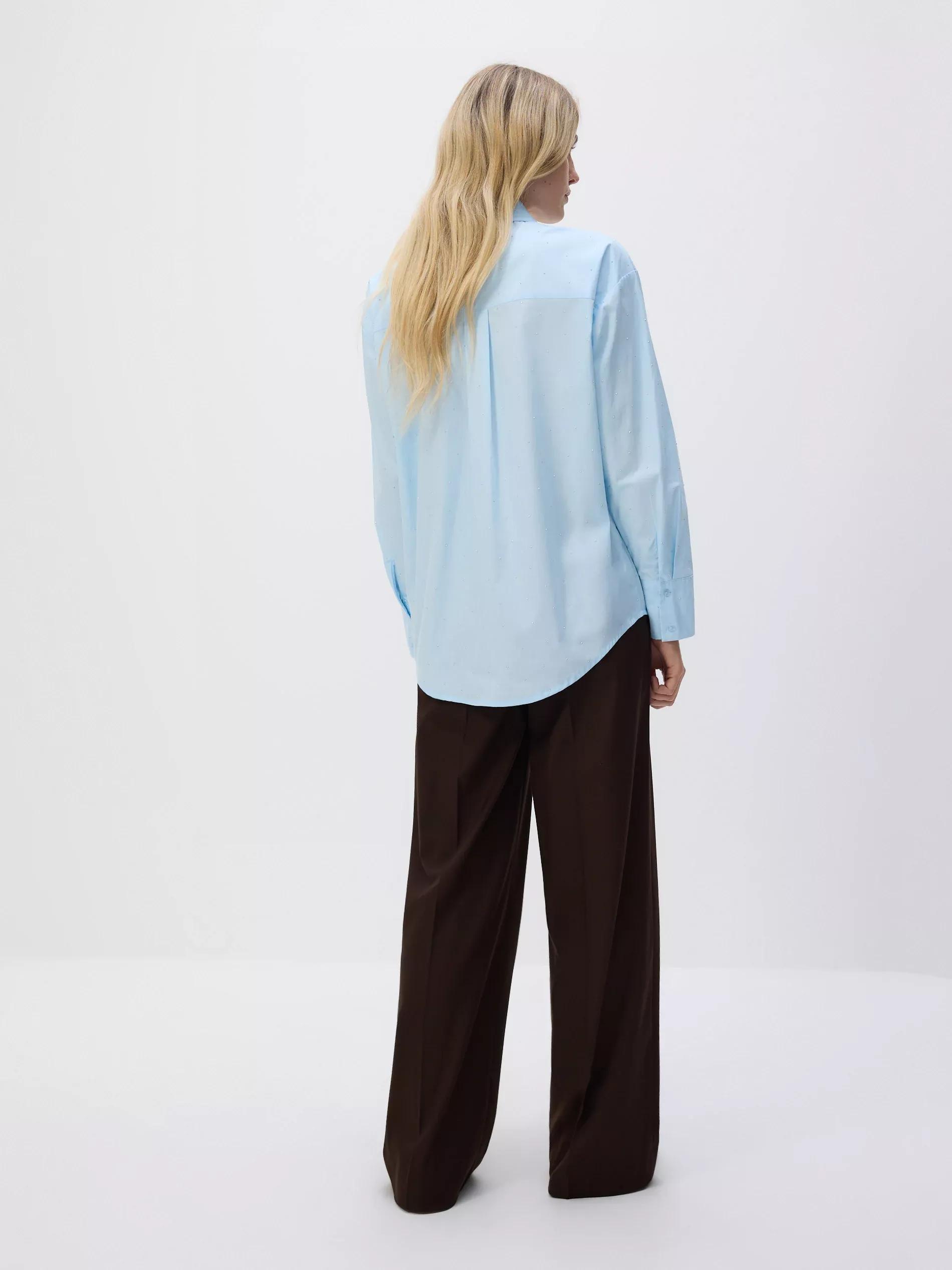 PALE BLUE Shirt with rhinestones, Blue, large image number 3