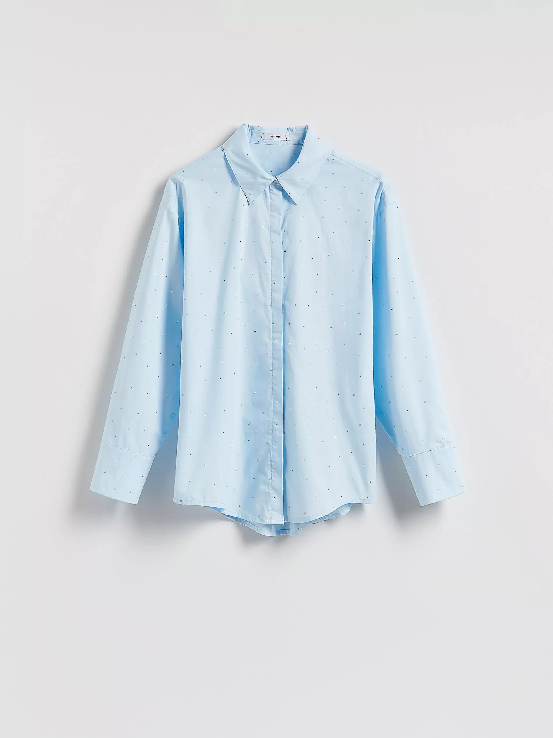 PALE BLUE Shirt with rhinestones, Blue, large image number 4