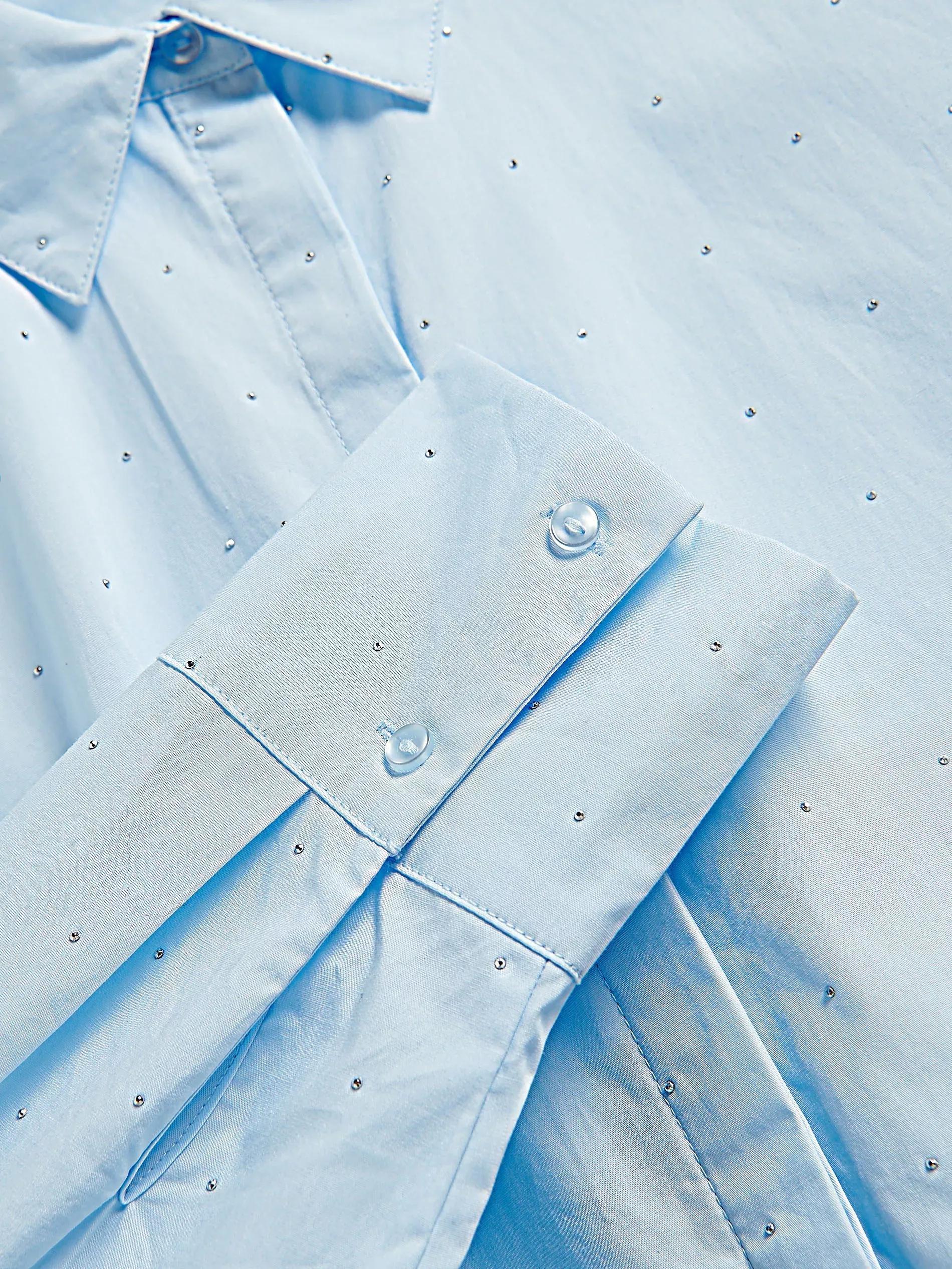 PALE BLUE Shirt with rhinestones, Blue, large image number 5