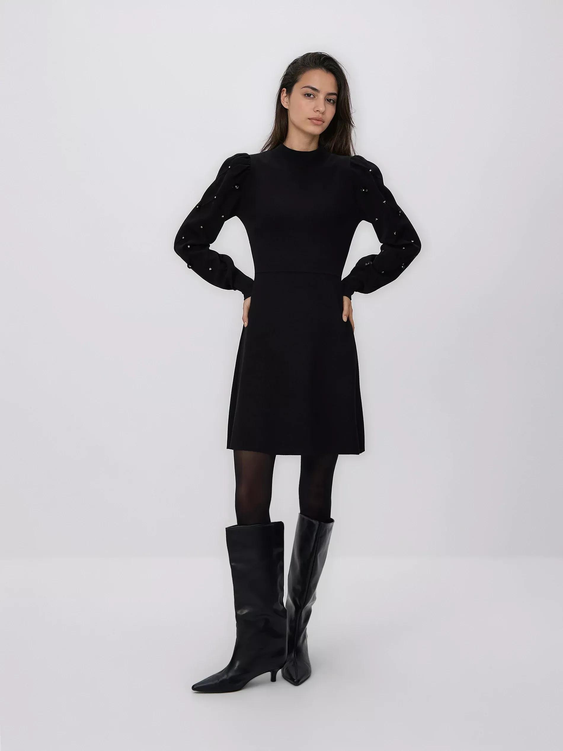 Black Jersey Dress, Black, large image number 0