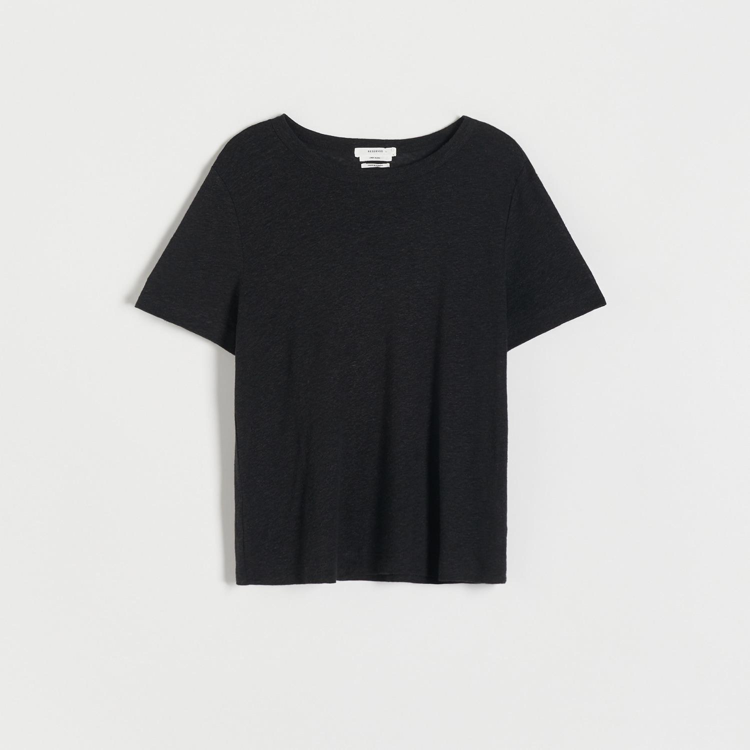 Black Linen Blend T-Shirt, , large image number 2