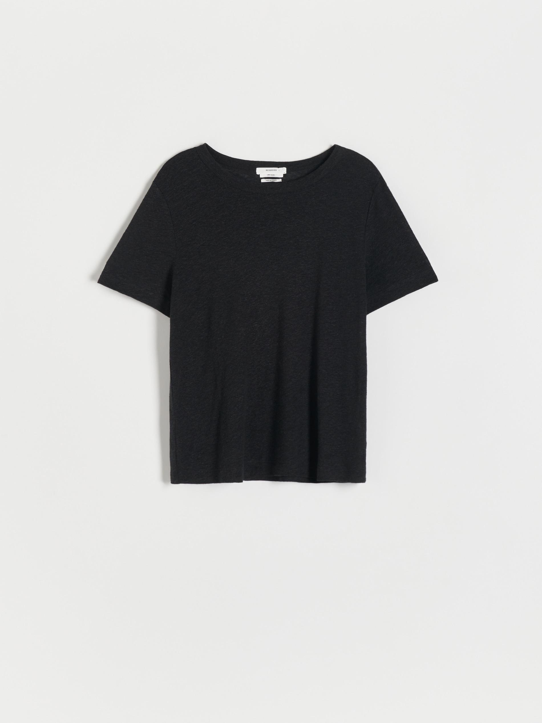 Black Linen Blend T-Shirt, , large image number 5