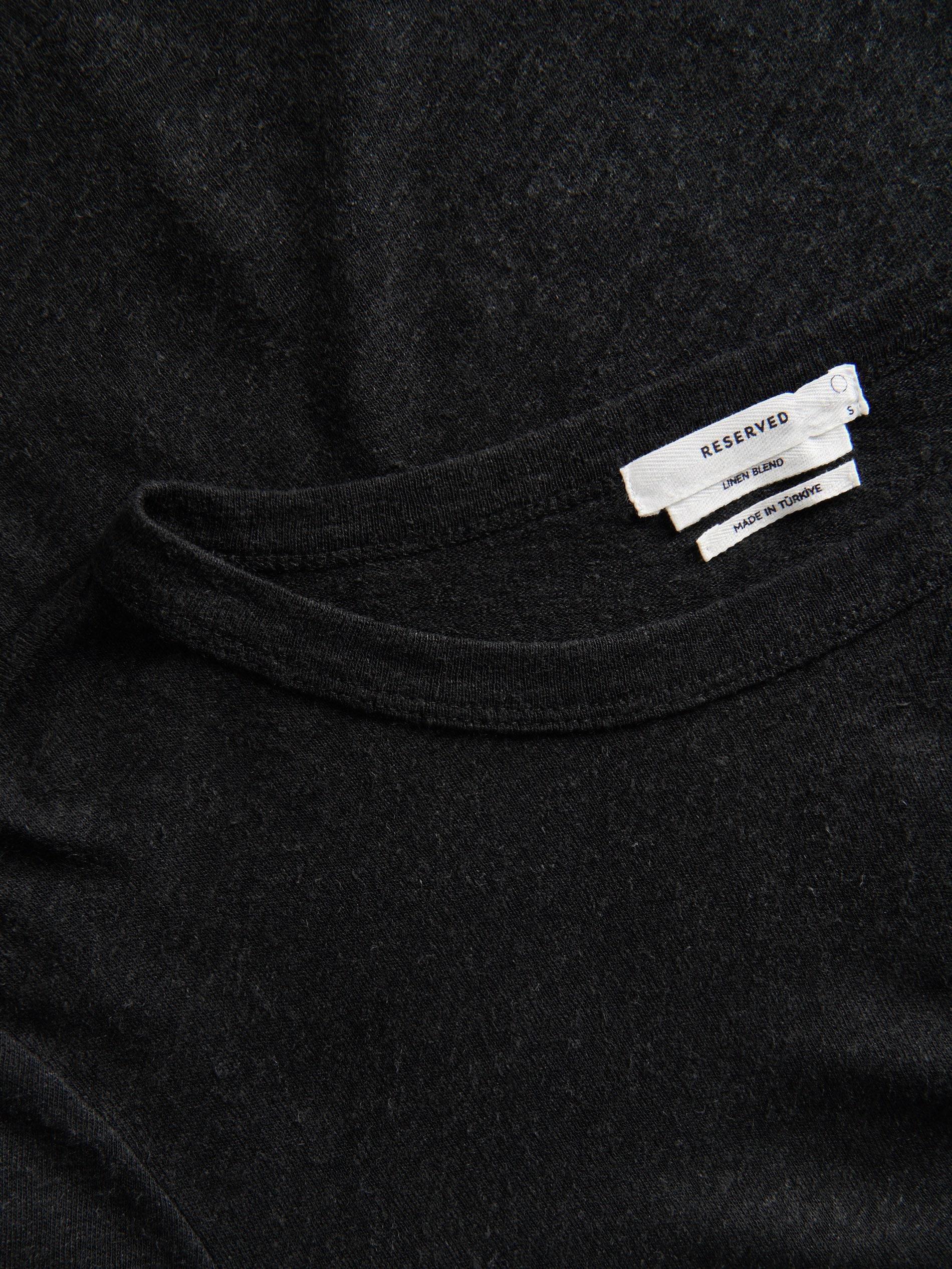 Black Linen Blend T-Shirt, , large image number 6